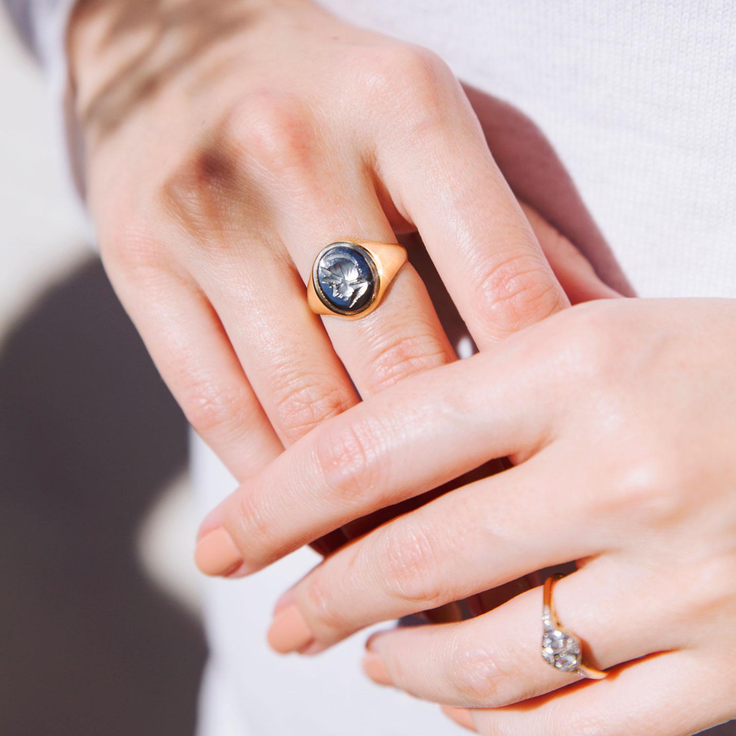 hematite signet ring