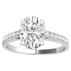 Oval Hidden Halo Engagement Ring in 14K White Gold 2.40 Ctw