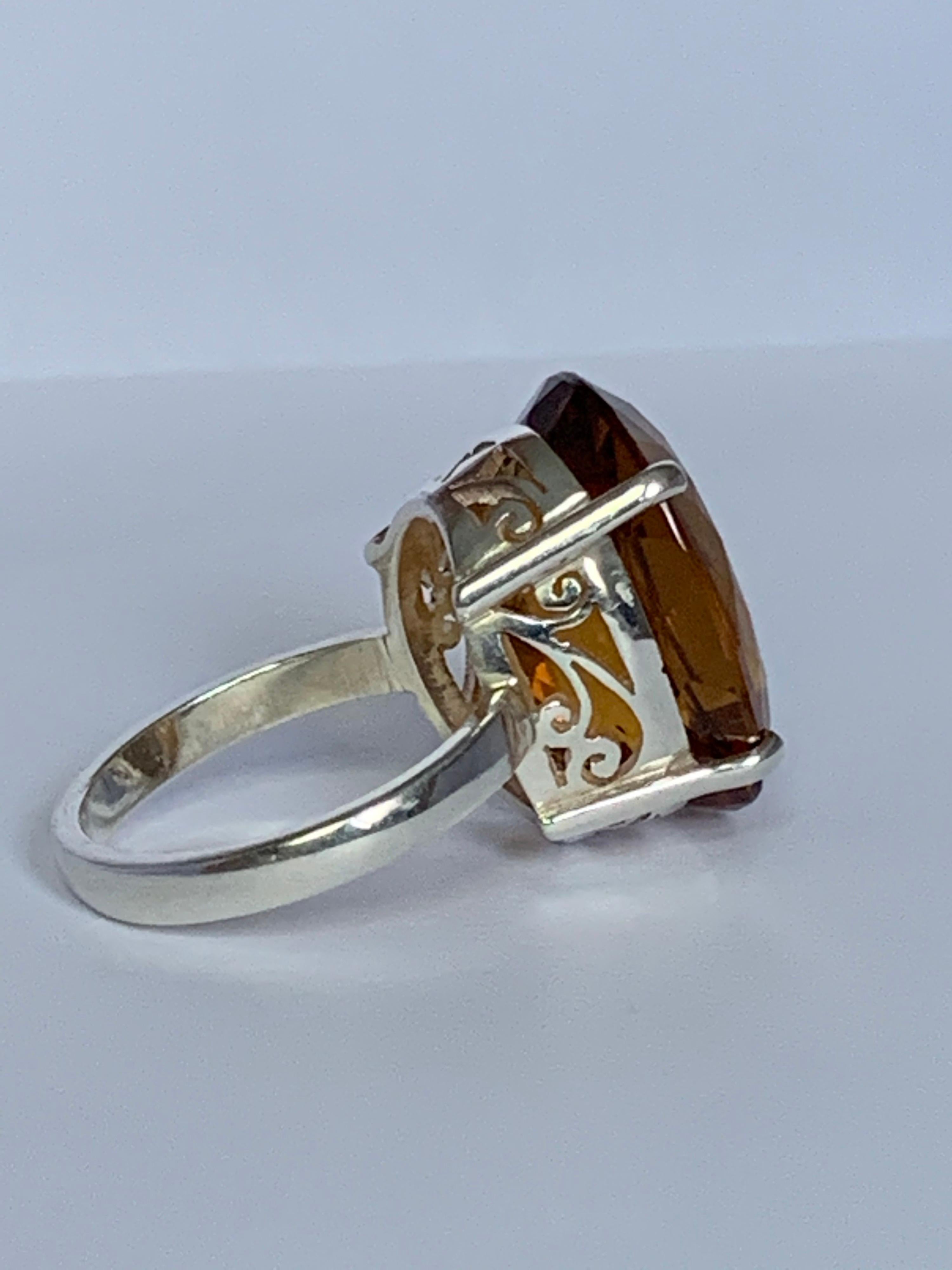 Ovaler Wabenquarz-Ring aus Sterlingsilber (Zeitgenössisch) im Angebot