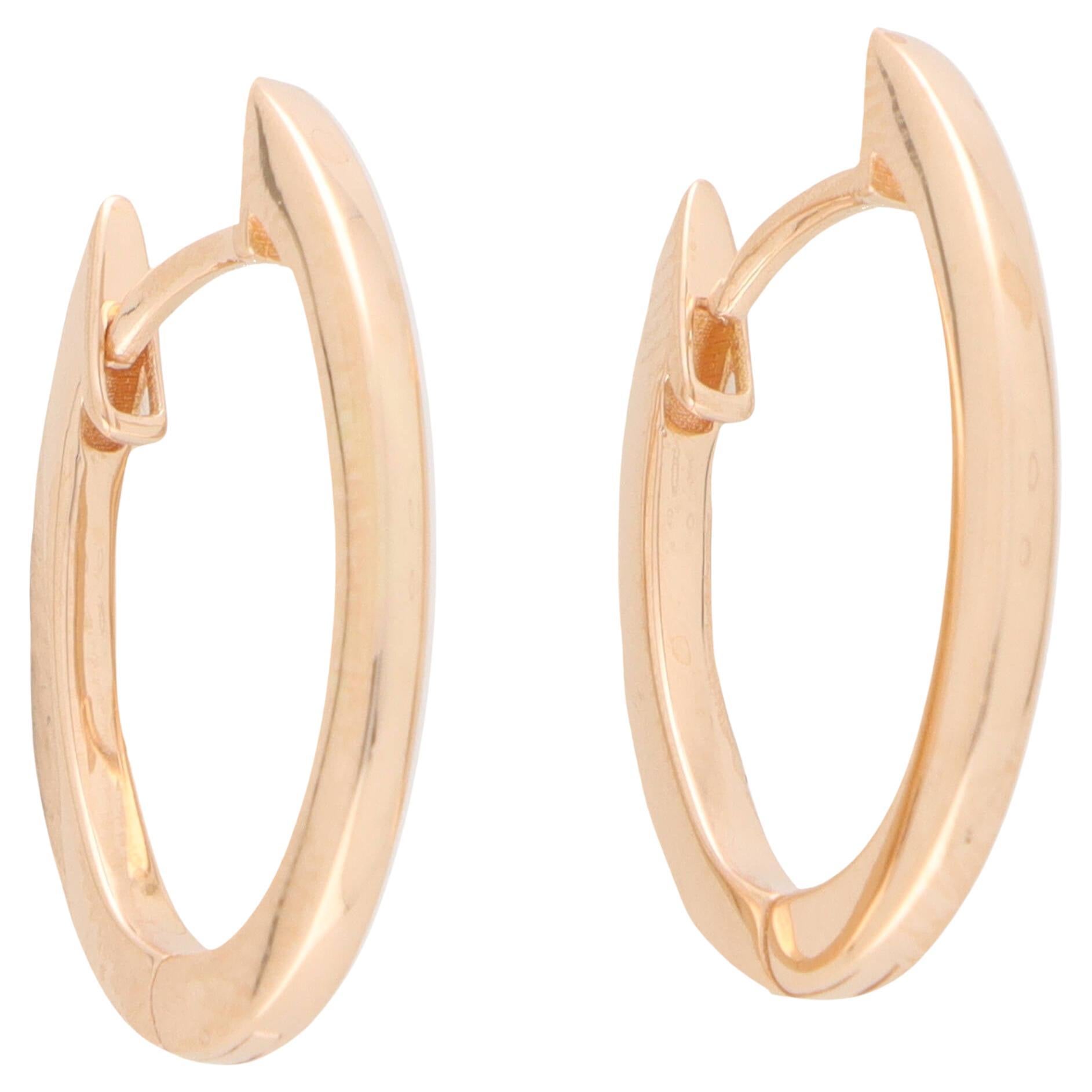 Oval Hoop Earrings in Solid 18k Rose Gold For Sale