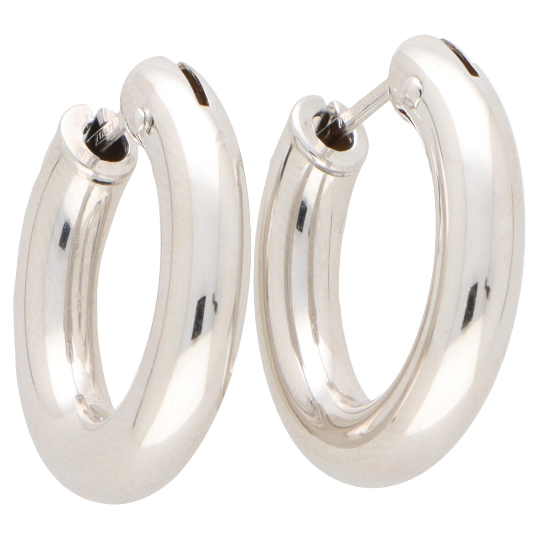Oval Hoop Earrings Set in 18k White Gold