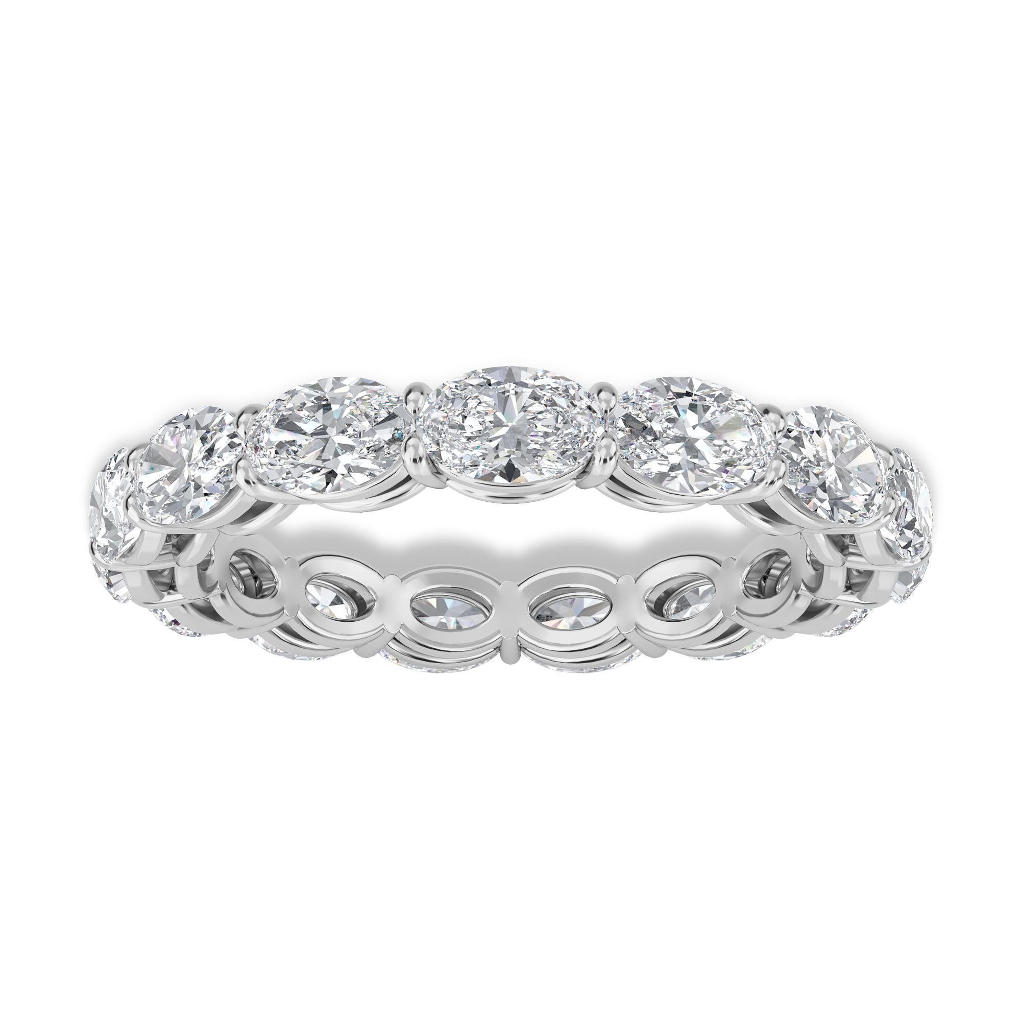 Ovaler horizontaler Diamant-Eternity-Ring, 2.90TCW Damen im Angebot