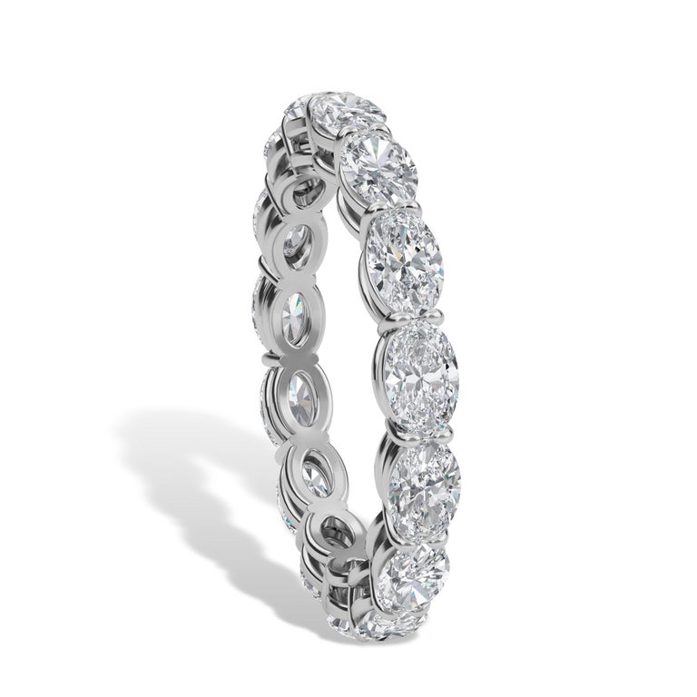 Oval Horizontal Diamond Eternity Band, Set in Platinum In New Condition For Sale In Cedarhurst, NY