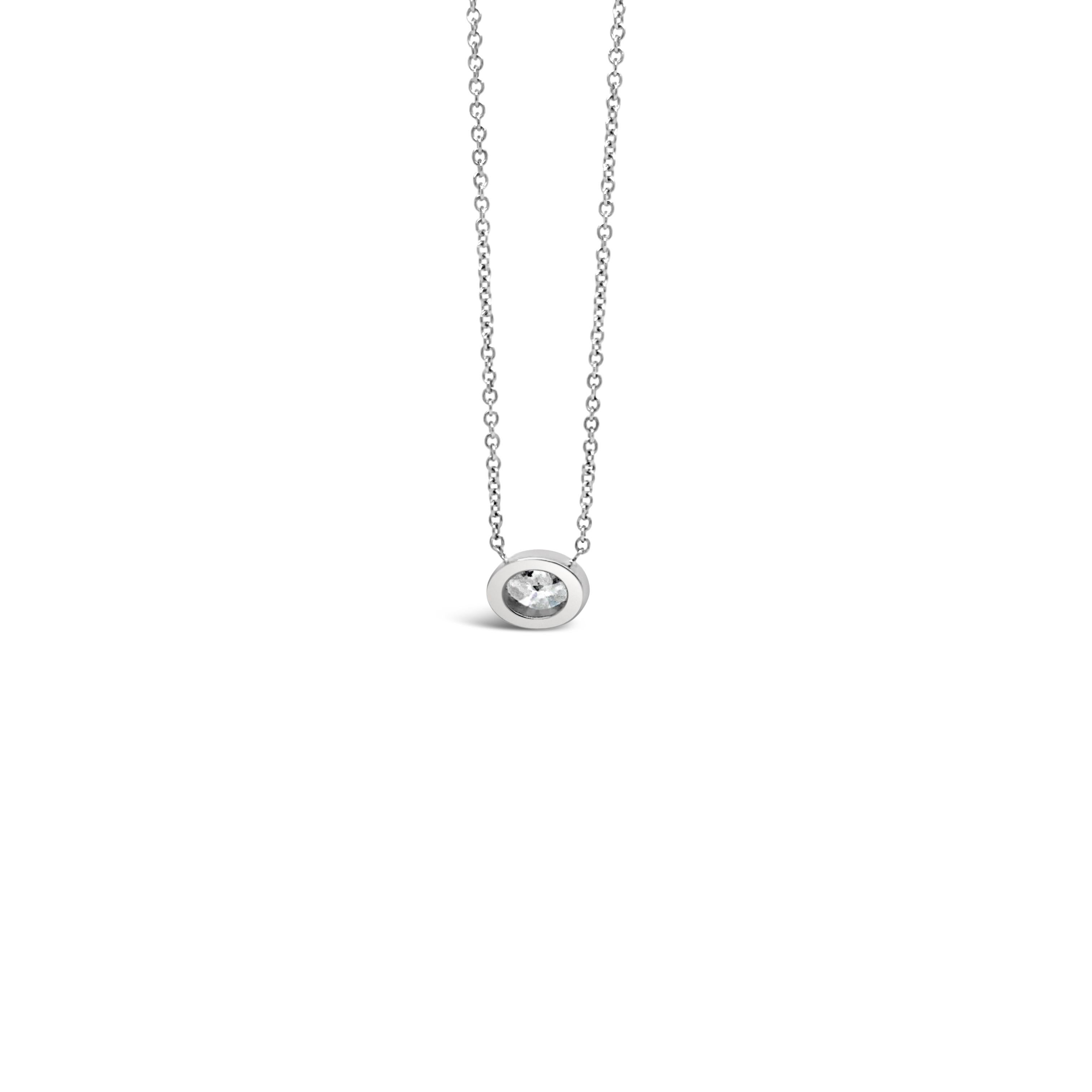 Oval Horizontal Diamond Pendant, 0.40 Total Carat In New Condition For Sale In Cedarhurst, NY