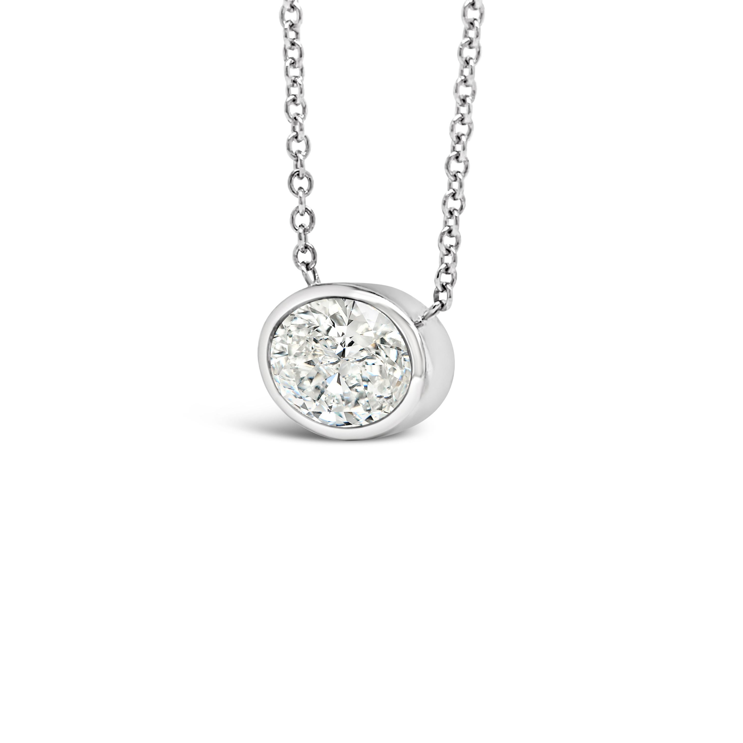 Oval Cut Oval Horizontal Diamond Pendant, 1.00 Total Carat For Sale