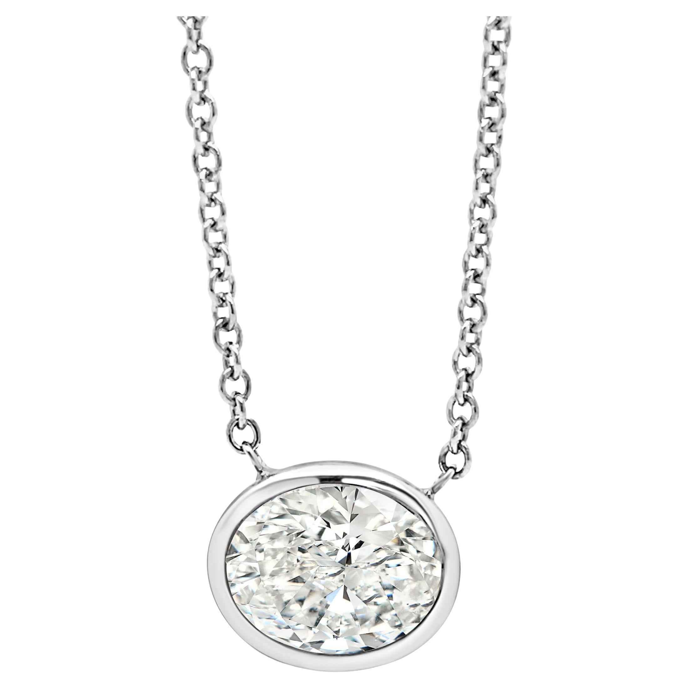 Oval Horizontal Diamond Pendant, 1.00 Total Carat