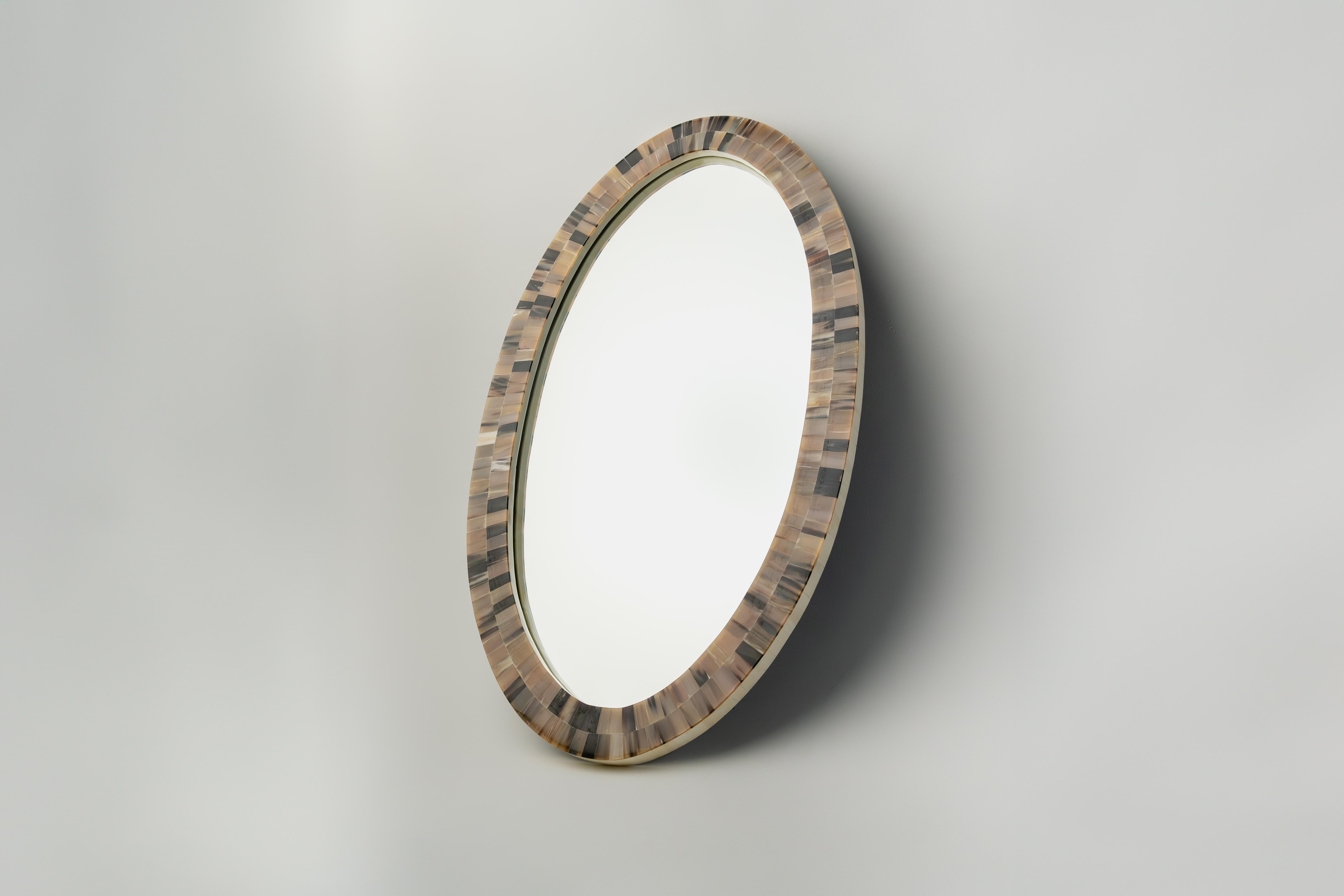Hollywood Regency Oval Horn Mirror- The Orbit For Sale