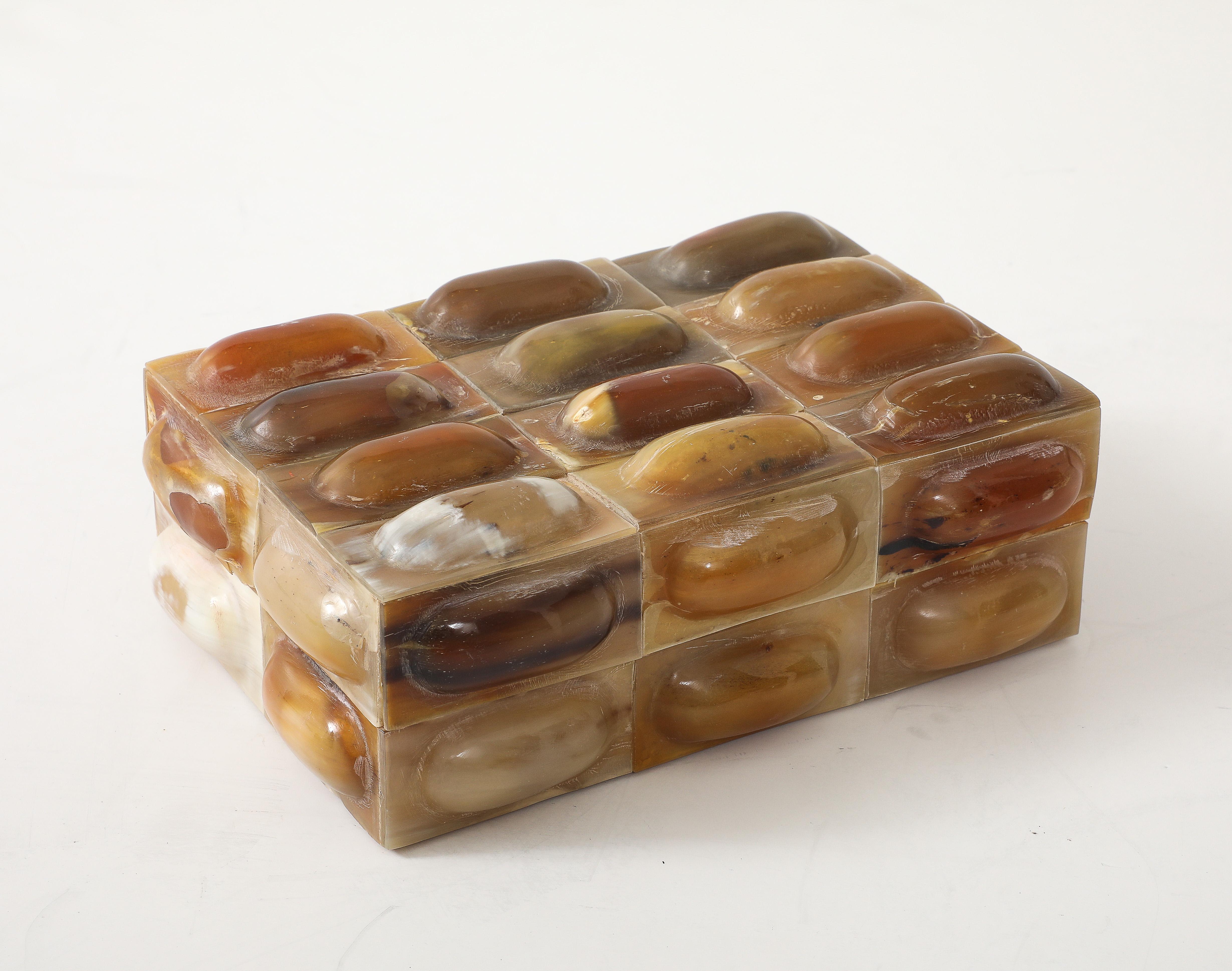 Modern Oval Horn Tiled Keepsake Box For Sale
