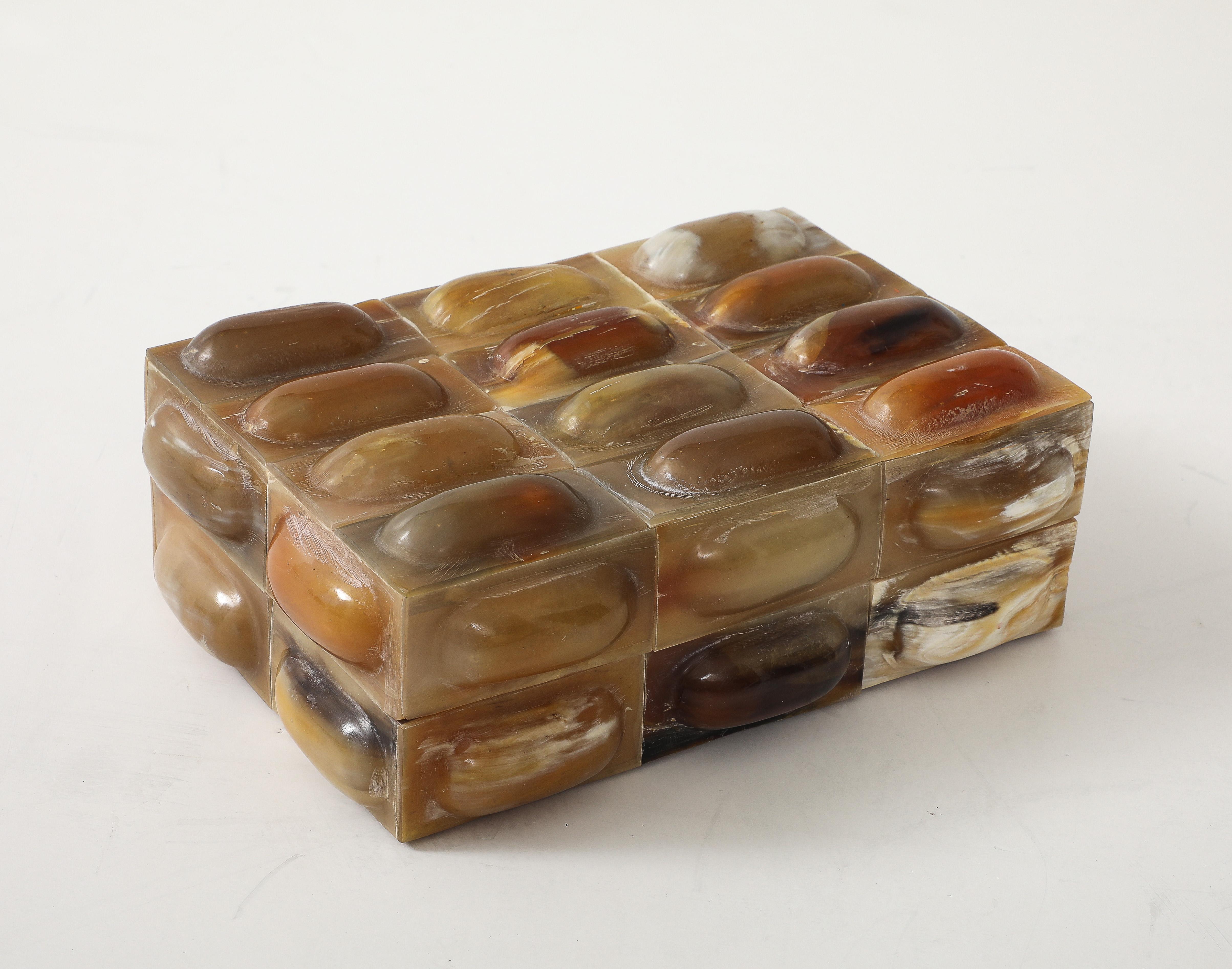 Oval Horn Tiled Keepsake Box For Sale 1