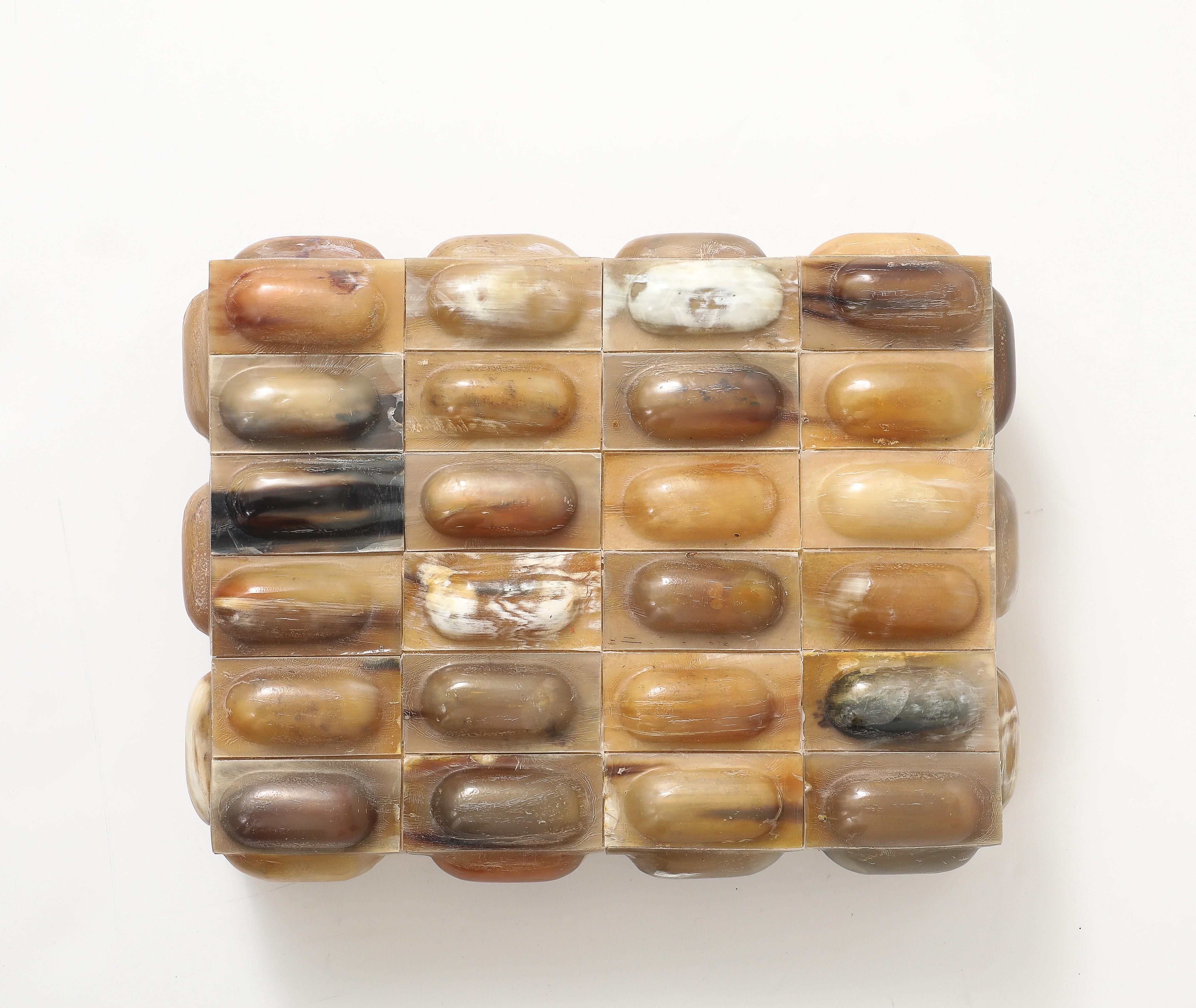 Contemporary Oval Horn Tiled Keepsake Box For Sale