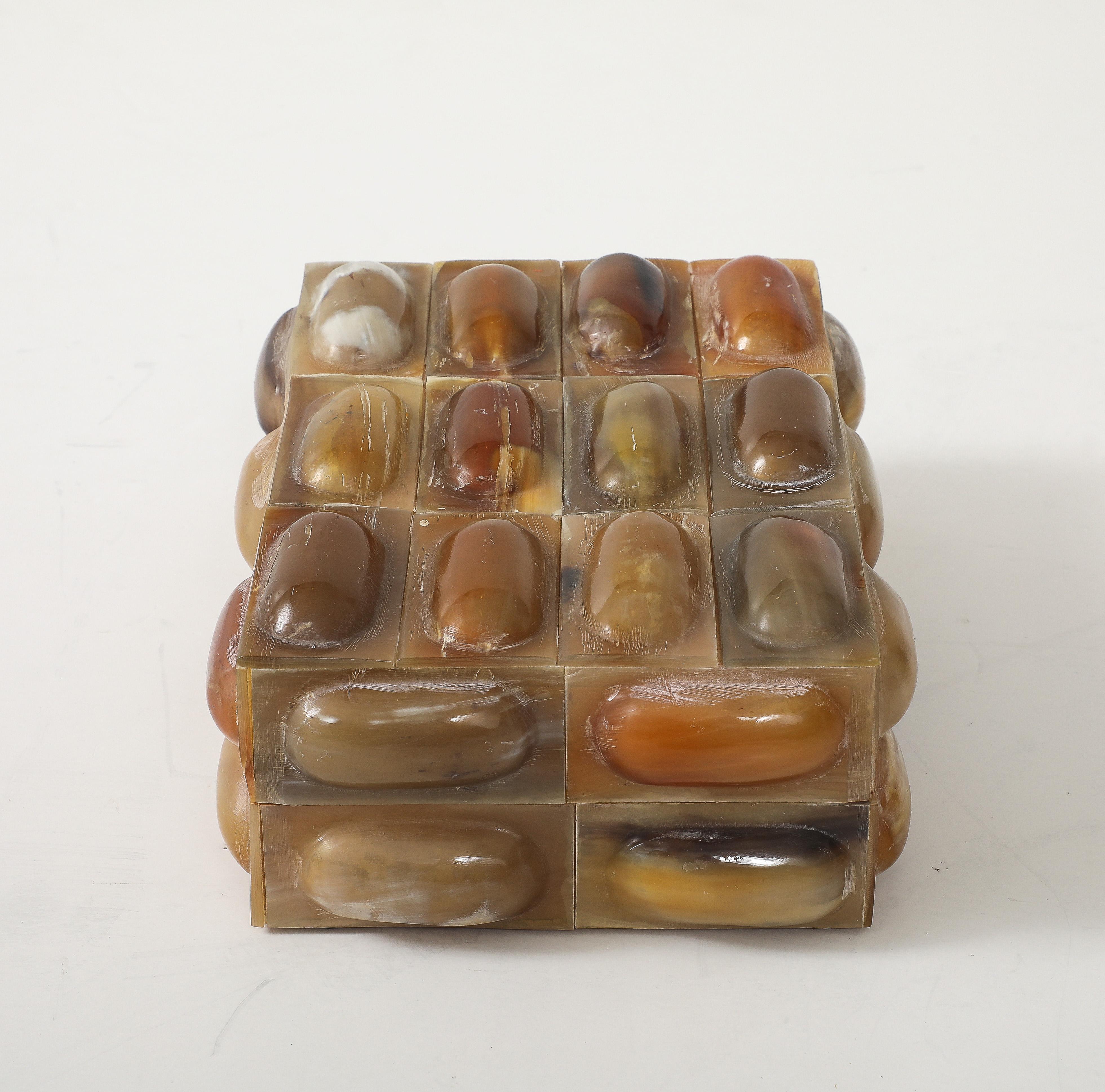 Oval Horn Tiled Keepsake Box For Sale 2