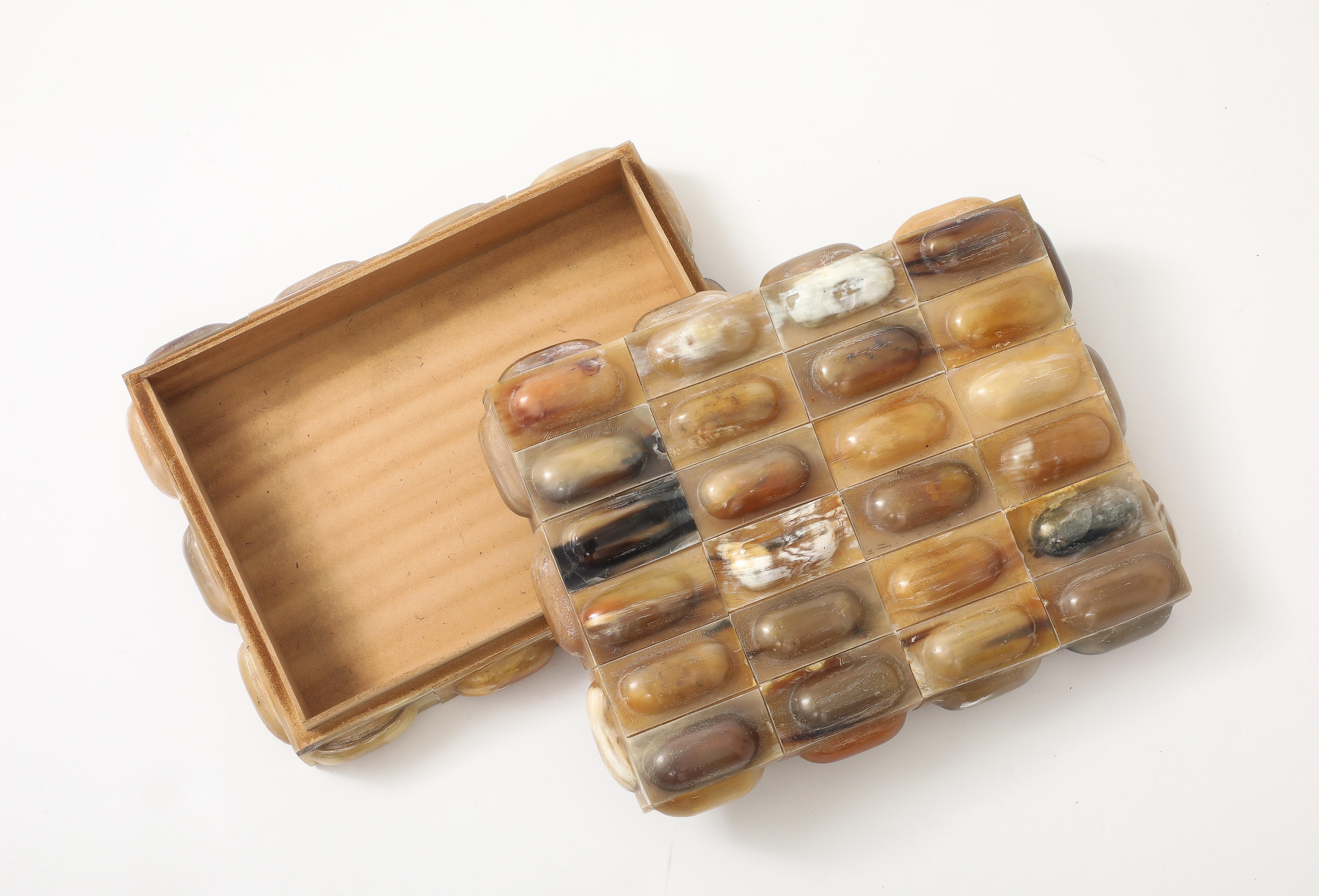 Oval Horn Tiled Keepsake Box For Sale 1