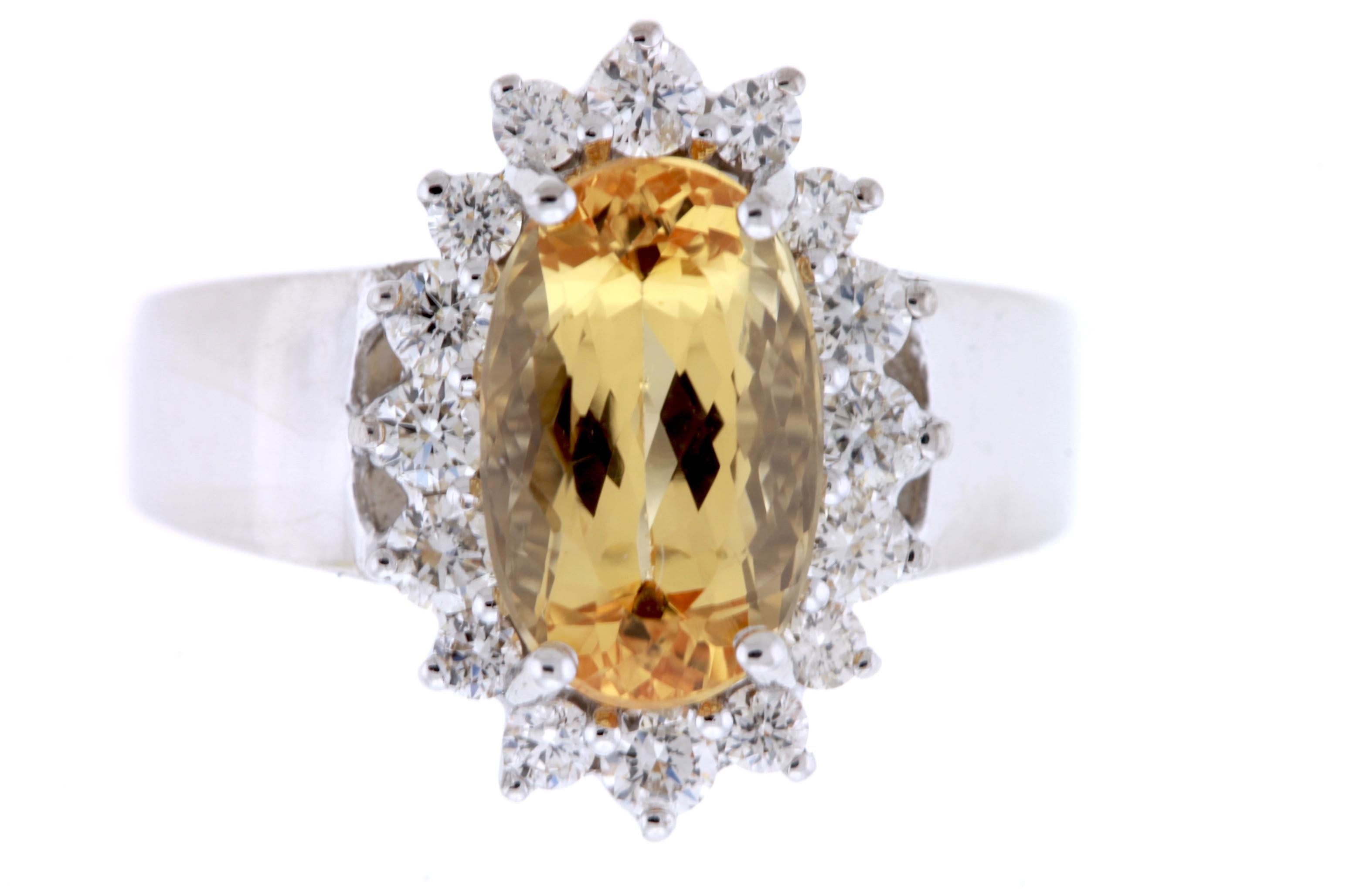 Contemporary Oval Imperial Topaz and White Diamond Ring