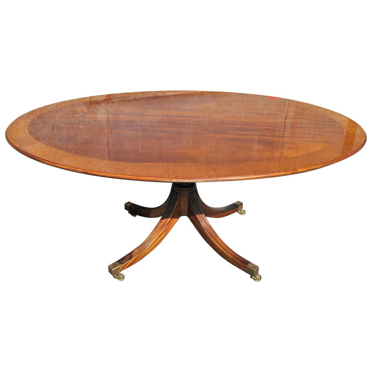 Oval Inlaid / Banded Mahogany English Tilt-Top Table