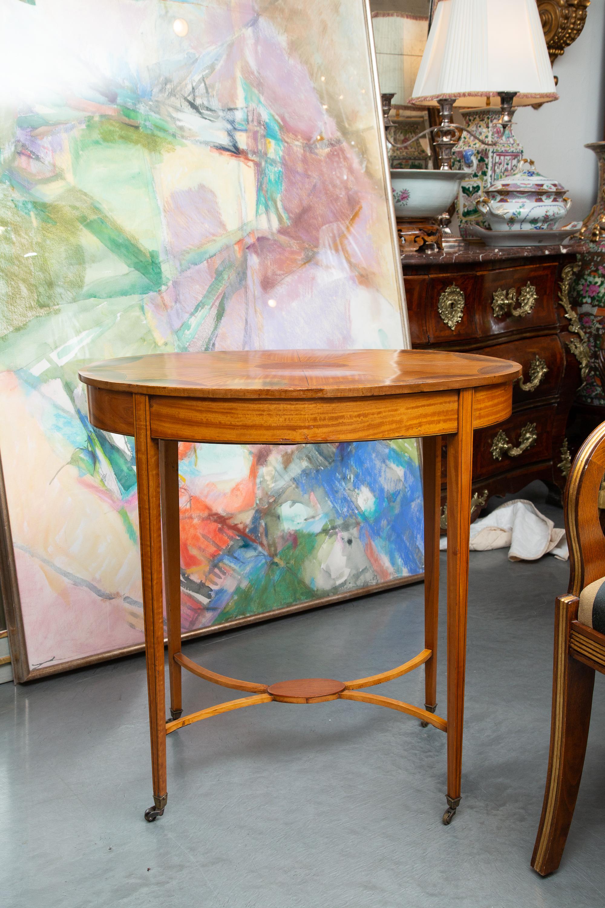 19th Century Oval Inlaid Side Table For Sale