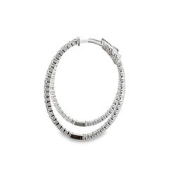 Oval Inside-Out Diamond Hoops Earrings 2.18 Carat in 14k White Gold