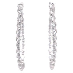 Oval Inside Out White Gold Diamond Hoops '2.26ctw'