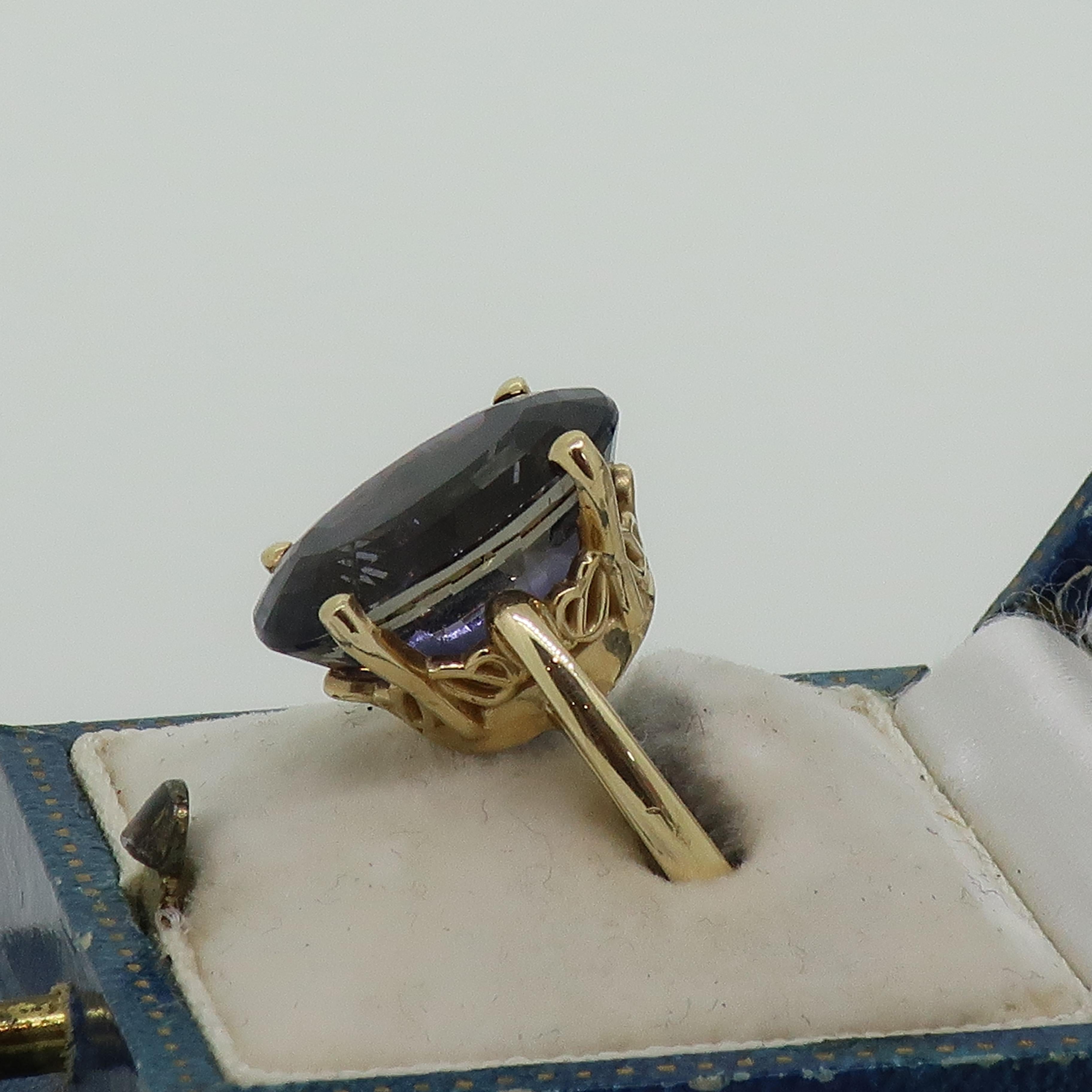 Oval Iolite Solitaire Ring 14 Karat Yellow Gold 2