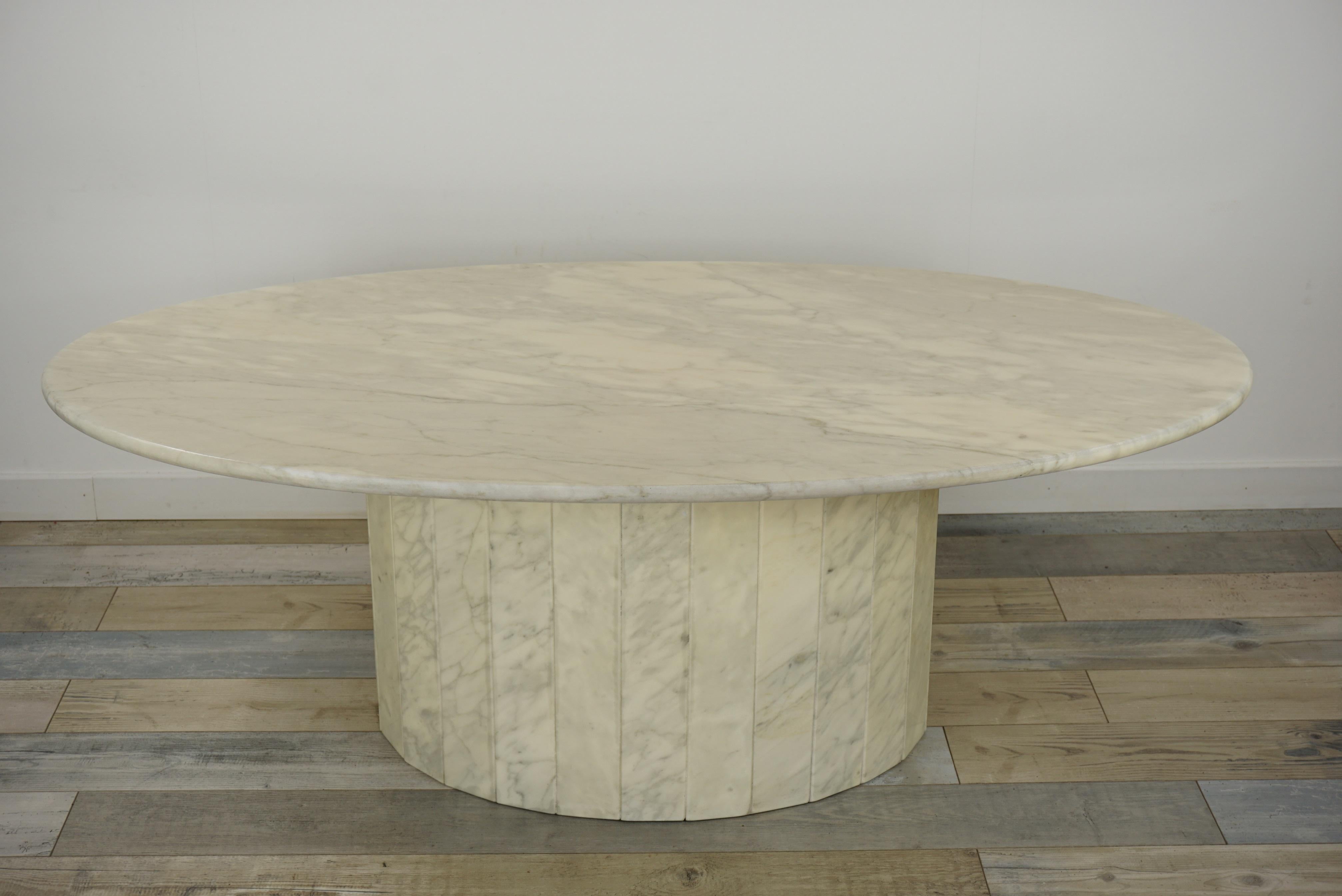 Oval Italian Design Marble Coffee Table Hollywood Regency Style 7