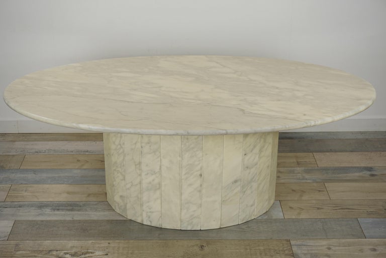 Oval Italian Design Marble Coffee Table Hollywood Regency Style For