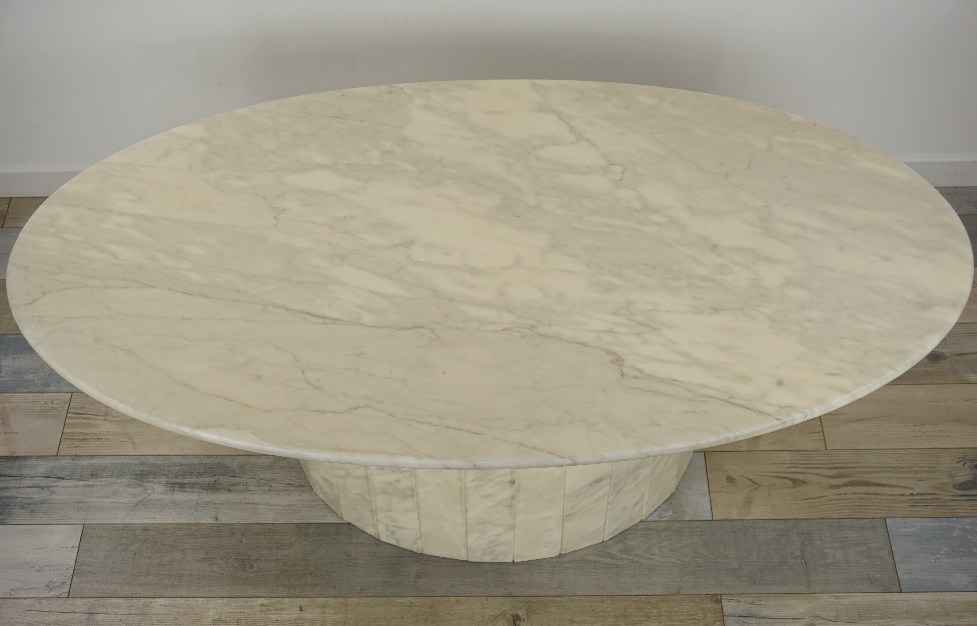 Oval Italian Design Marble Coffee Table Hollywood Regency Style 1