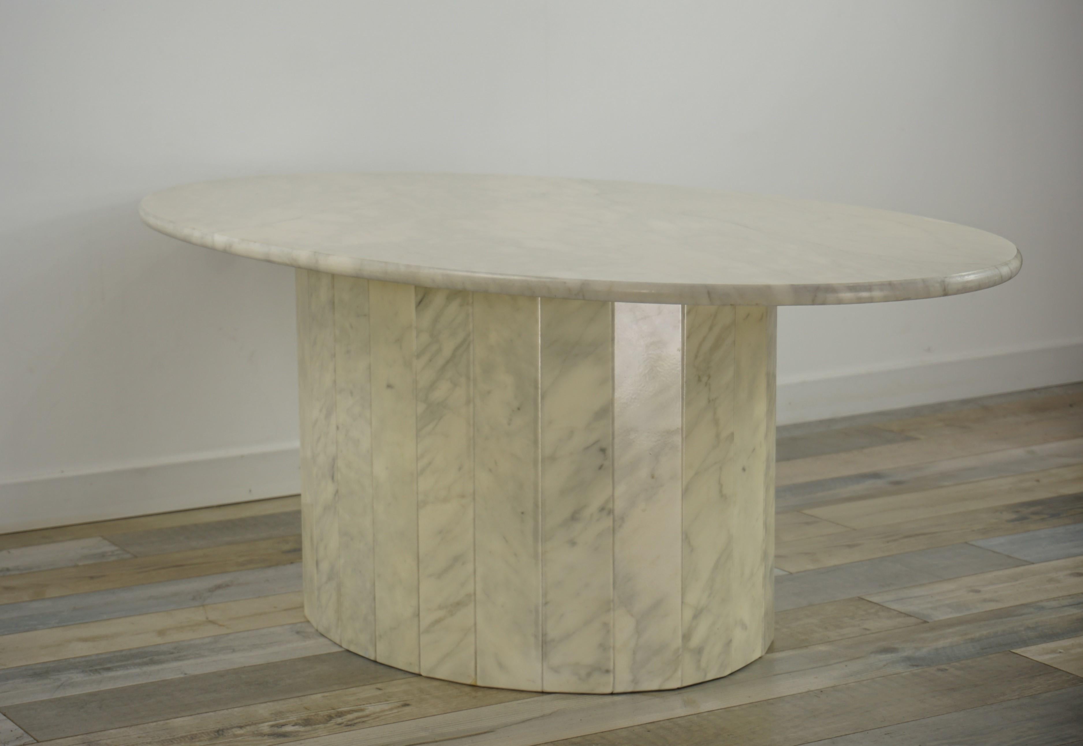 Oval Italian Design Marble Coffee Table Hollywood Regency Style 2