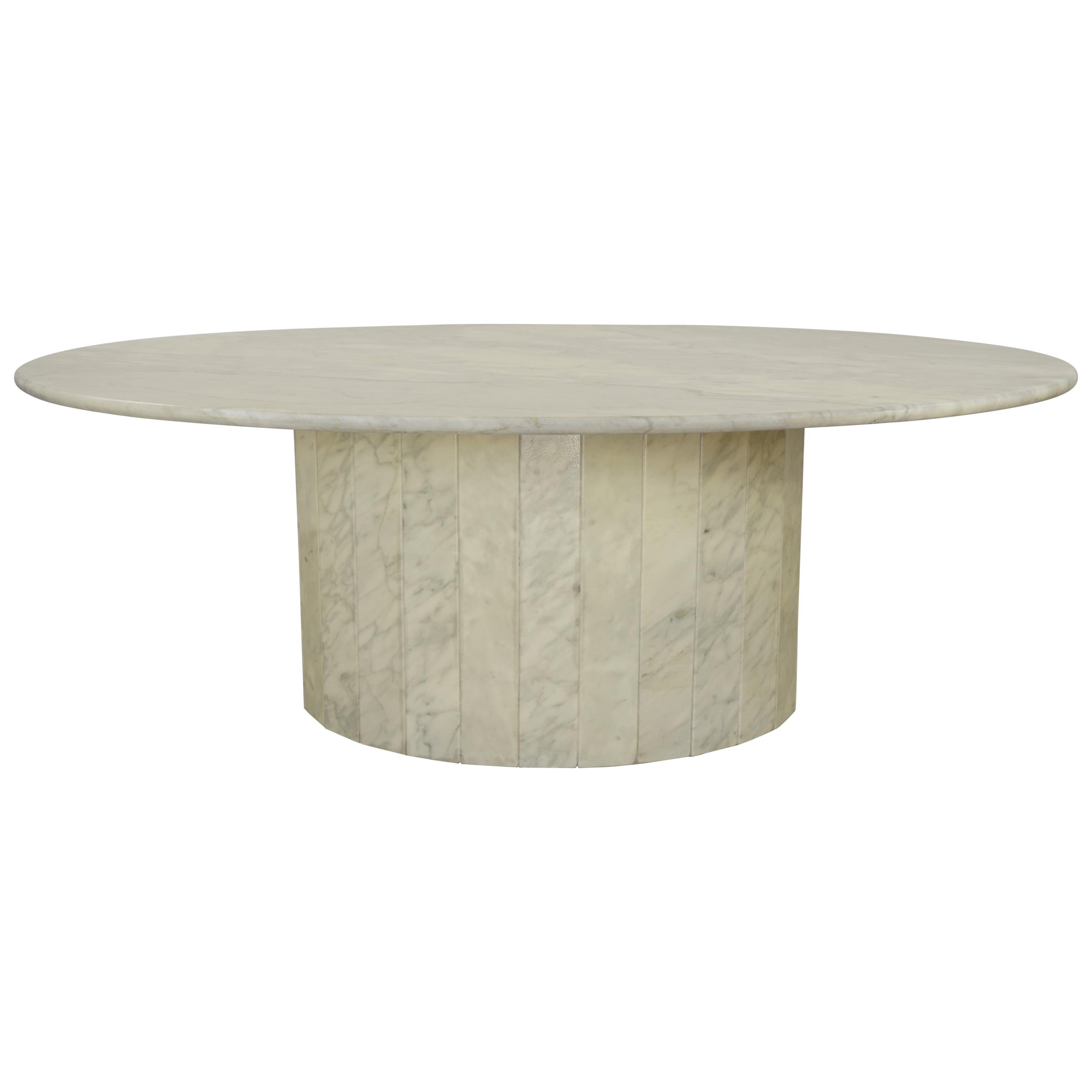 Oval Italian Design Marble Coffee Table Hollywood Regency Style