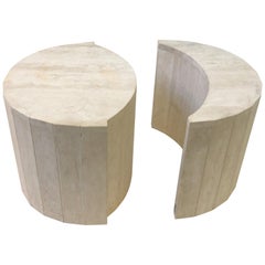 Oval Italian Travertine Cocktail Table by Willy Rizzo