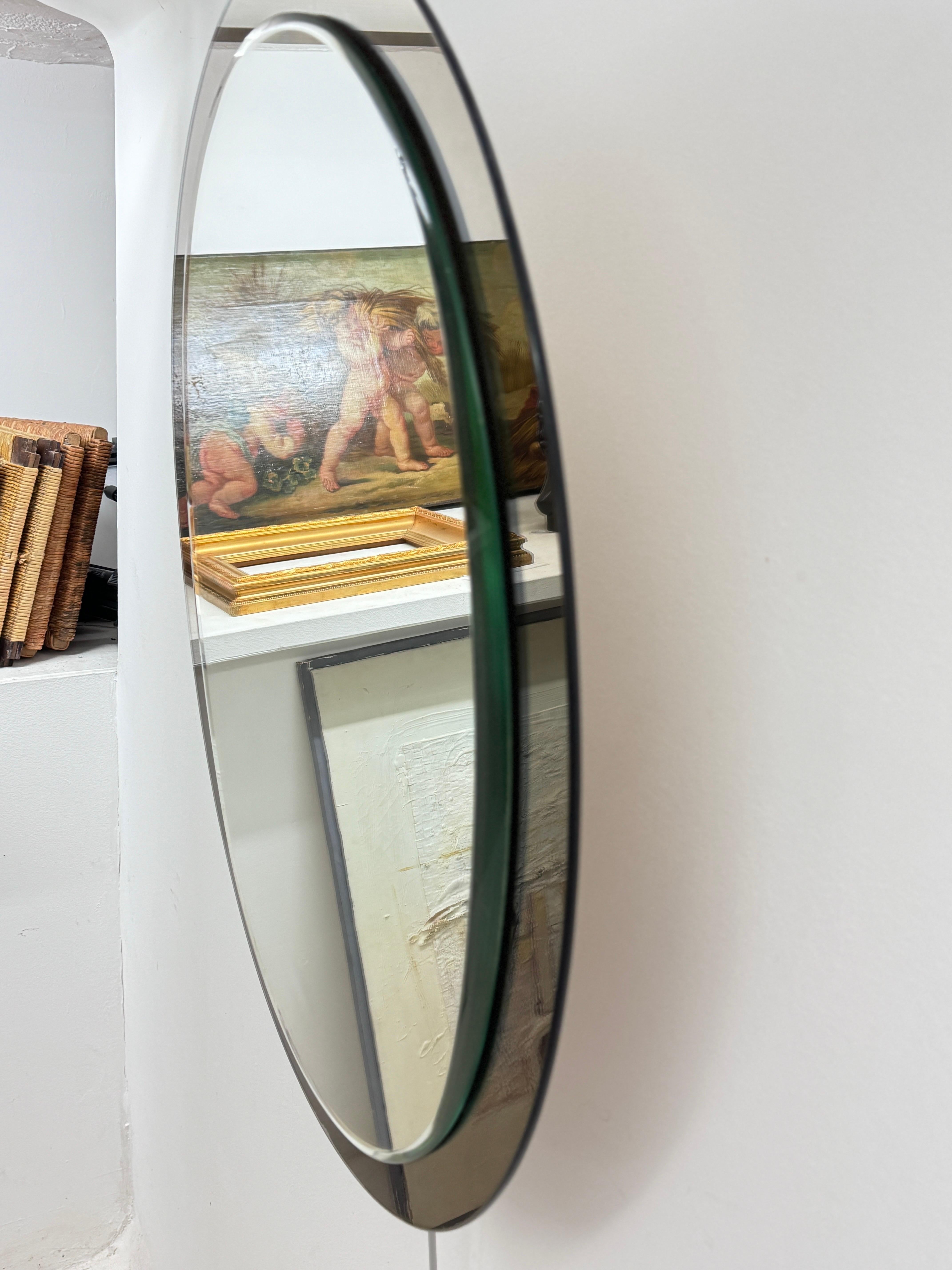 Oval Italian Twotone Mirror, Design: Antonio Lupi by Cristal Luxor 1960s For Sale 4