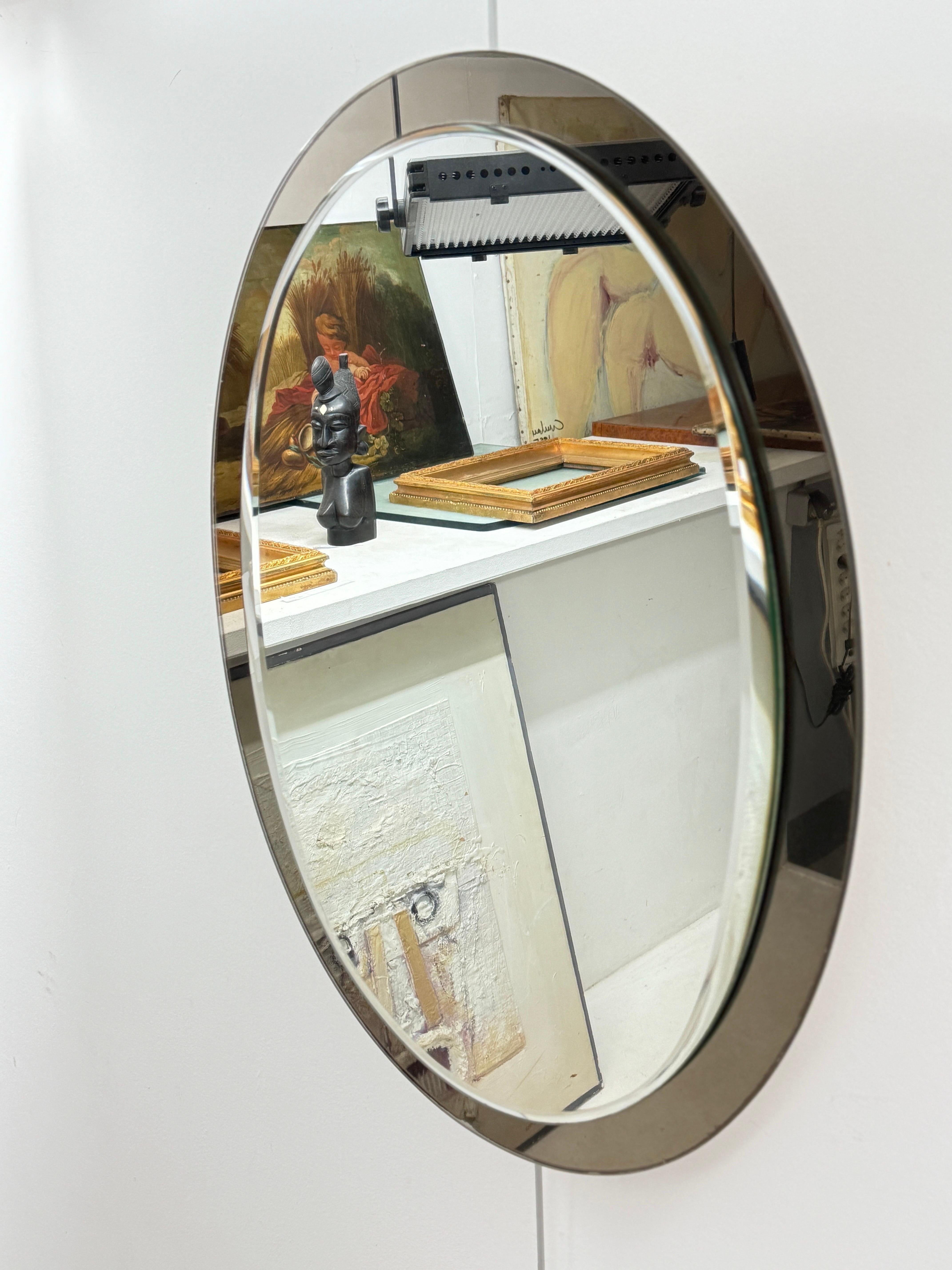 Oval Italian Twotone Mirror, Design: Antonio Lupi by Cristal Luxor 1960s For Sale 2