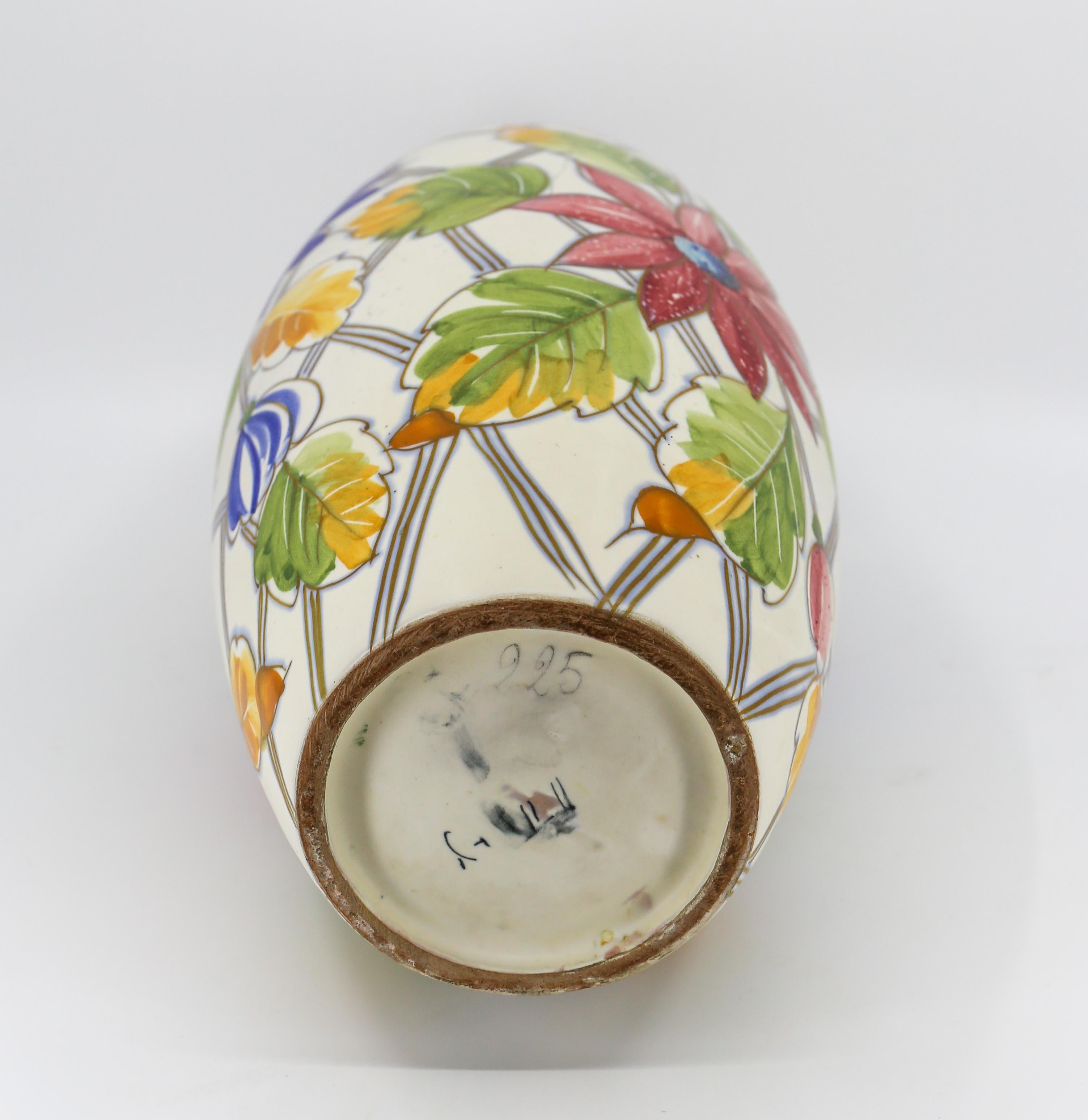 Oval Italian Vase with Floral Motif For Sale 2
