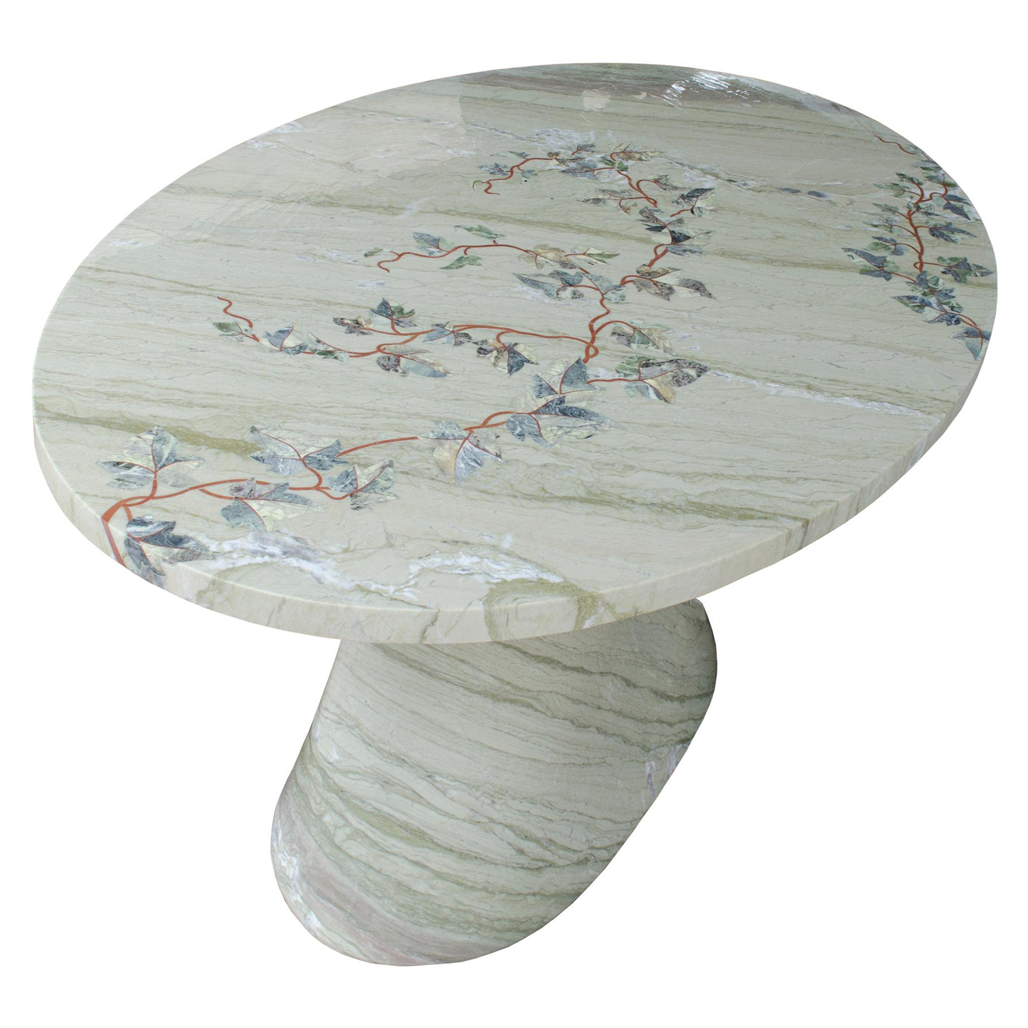 Oval Ivy Dining Inlay Table Handcrafted In India By Stephanie Odegard For Sale