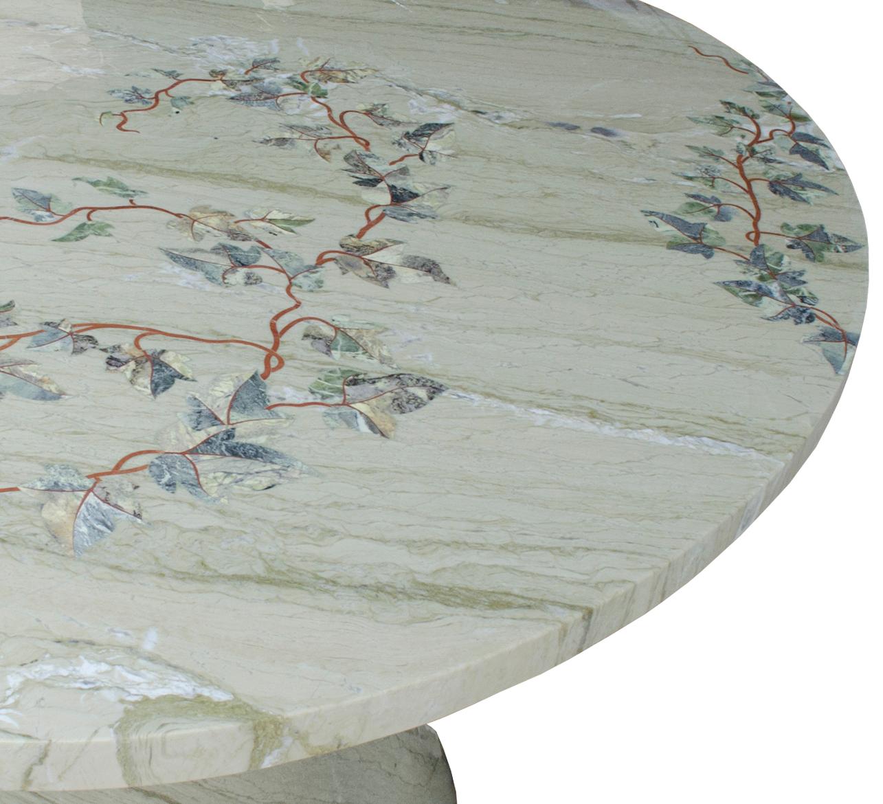 Indian Oval Ivy Dining Inlay Table Handcrafted In India By Stephanie Odegard For Sale
