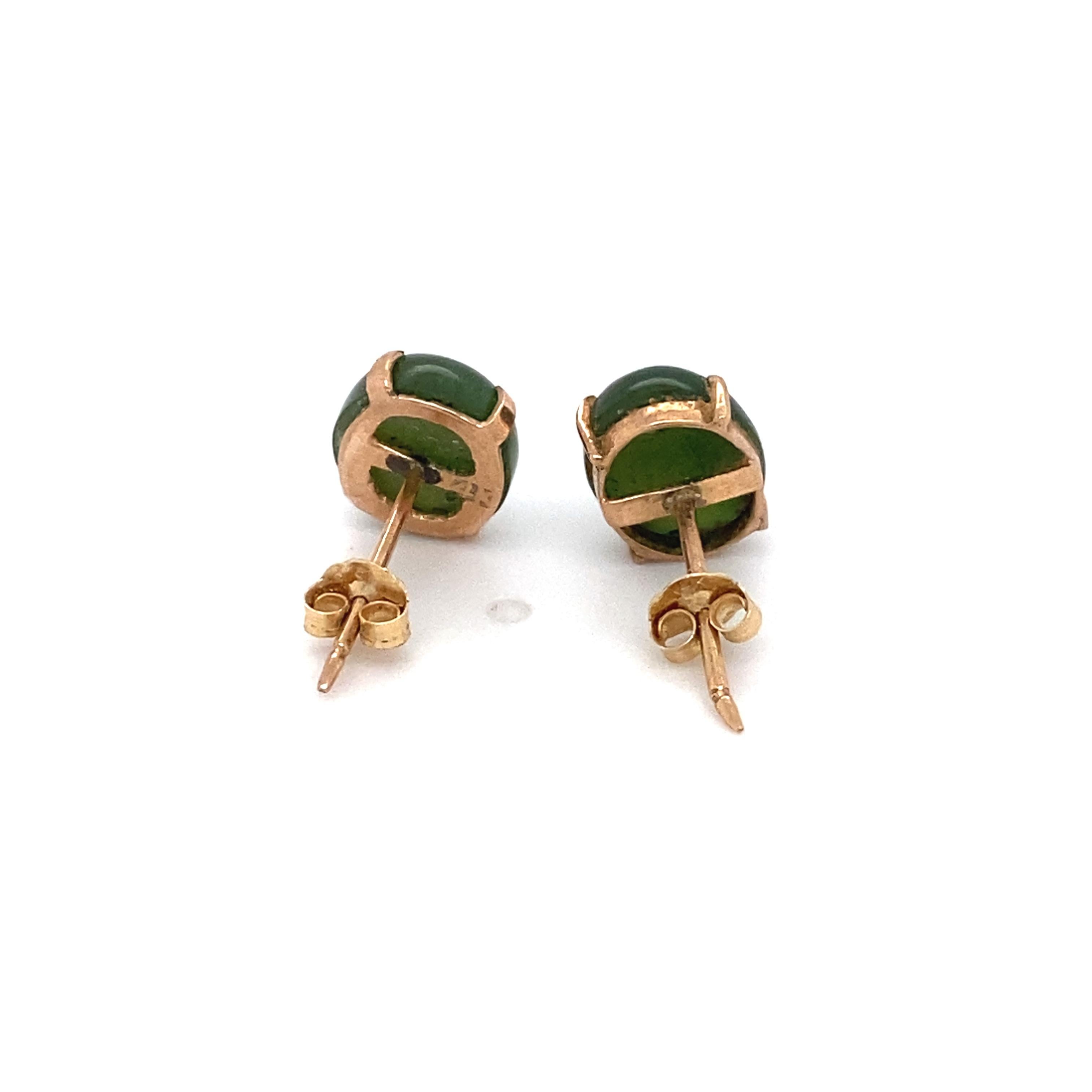Ovale Jade-Ohrstecker aus 14 Karat Roségold (Retro)