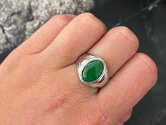 Oval Jadeite Jade Ring in 14k White Gold