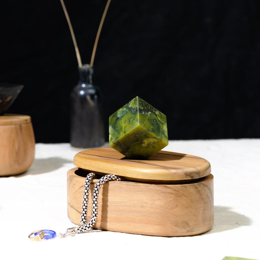 Contemporary Oval Jewel box - Serpentine For Sale