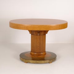 Oval Jugend Center Table in Oak with Brass Details, Finland Early 20th Century