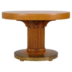 Oval Jugend Center Table in Oak with Brass Details, Finland Early 20th Century