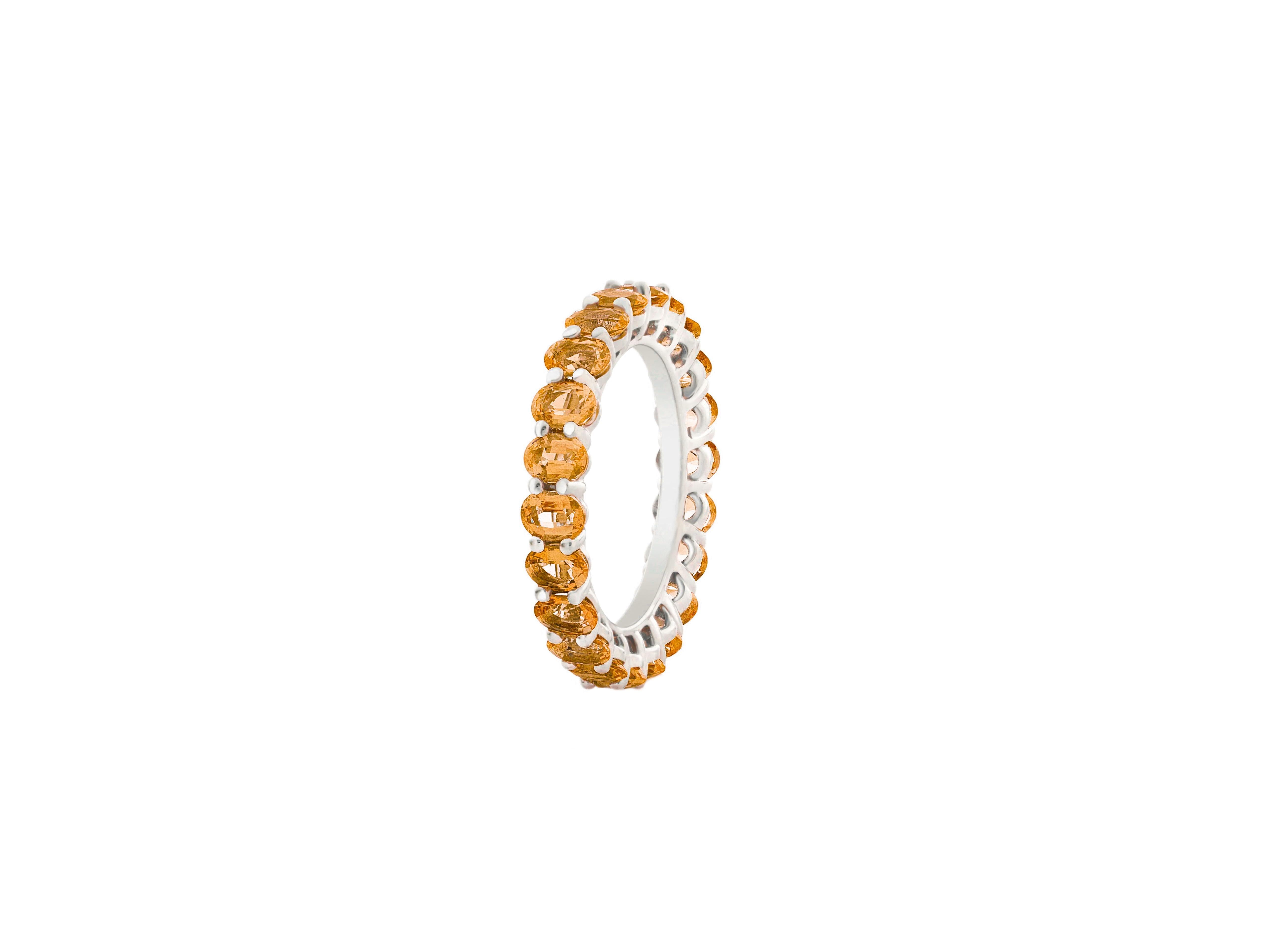 Modern Oval Lab Sapphire Full Eternity Wedding Band.