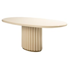Table de salle à manger ovale en bois laqué, Jean-Claude Mahey, 1970