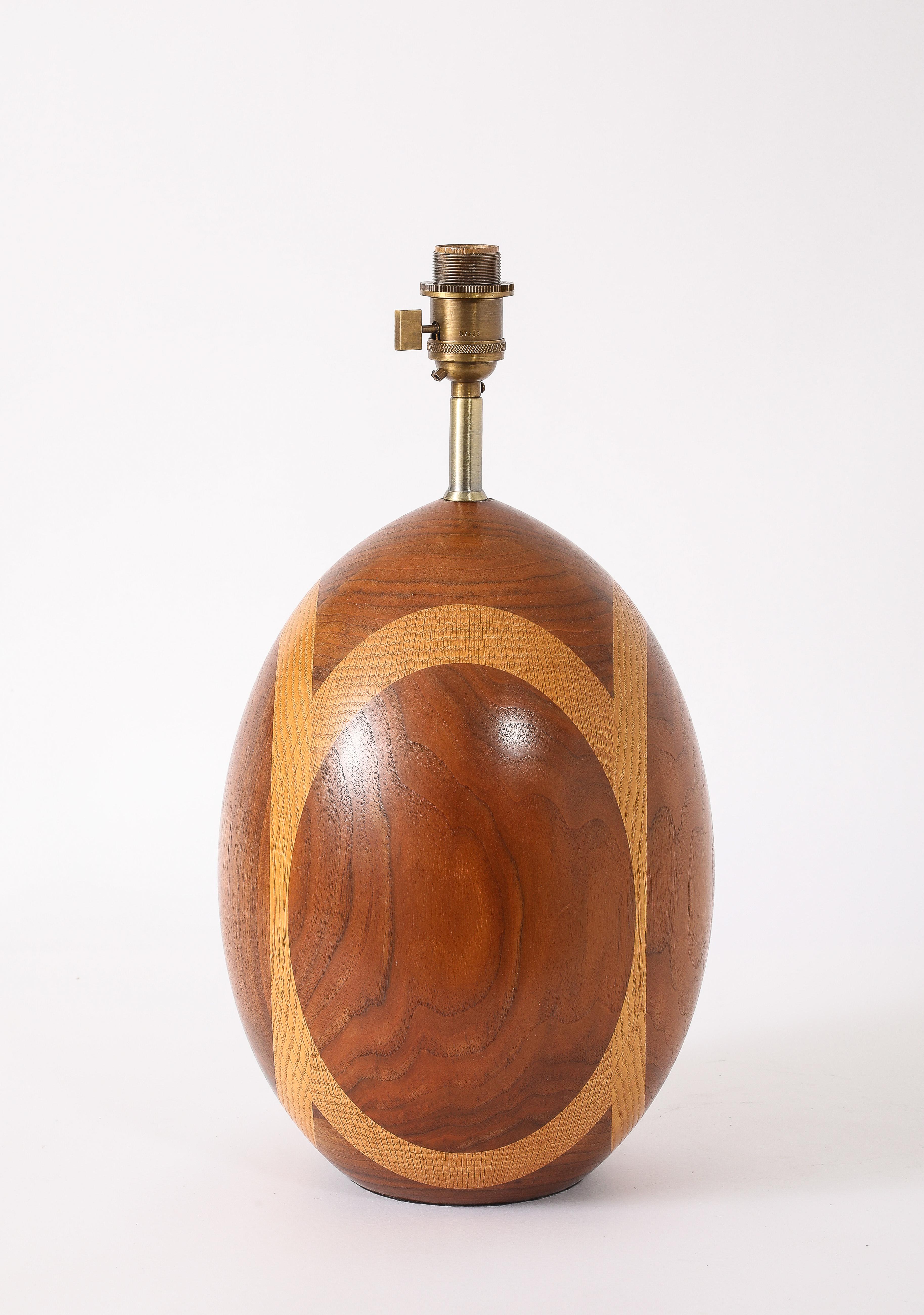 Lampe ovale en Wood Wood, USA 1960's en vente 4