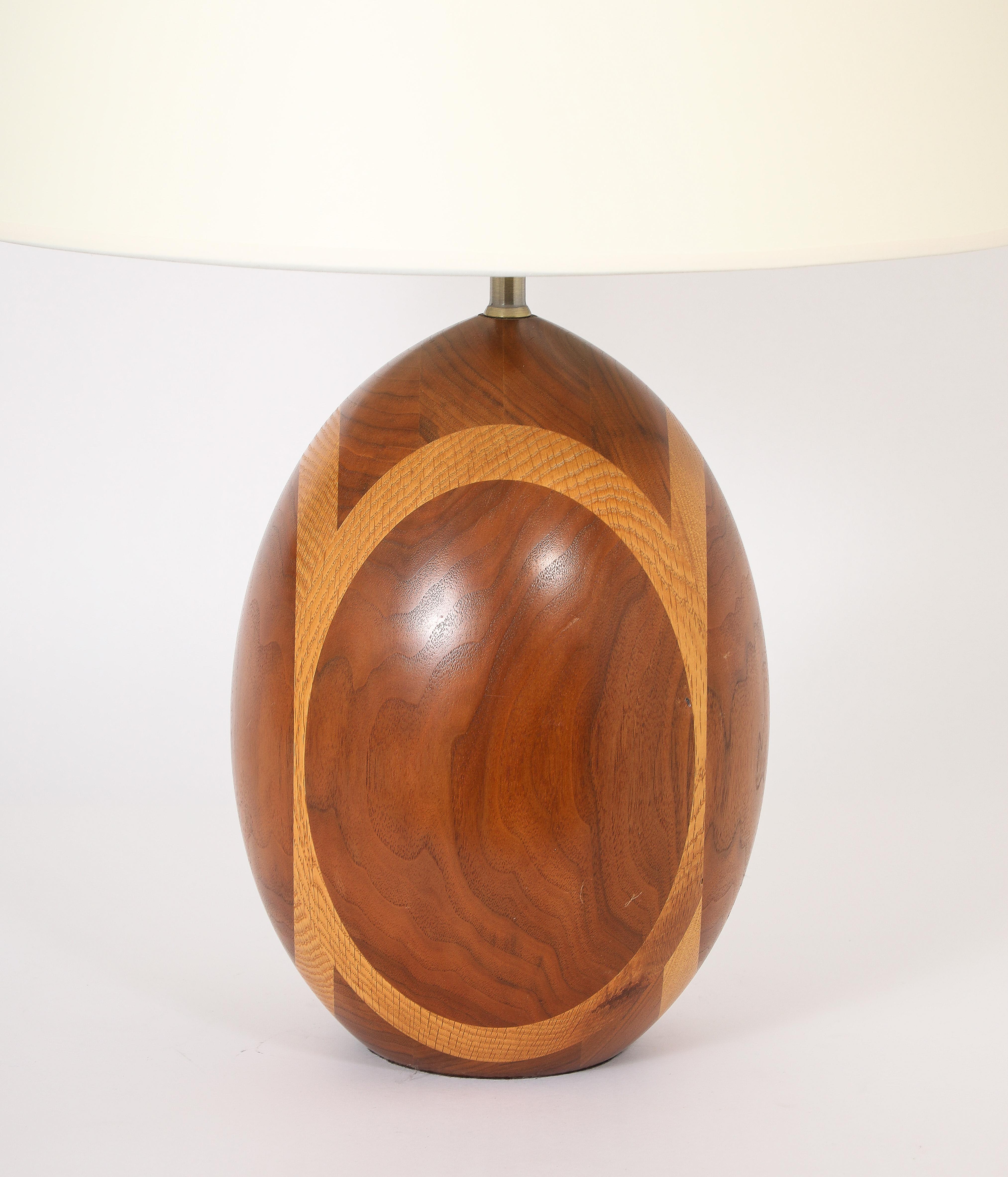 Mid-Century Modern Lampe ovale en Wood Wood, USA 1960's en vente