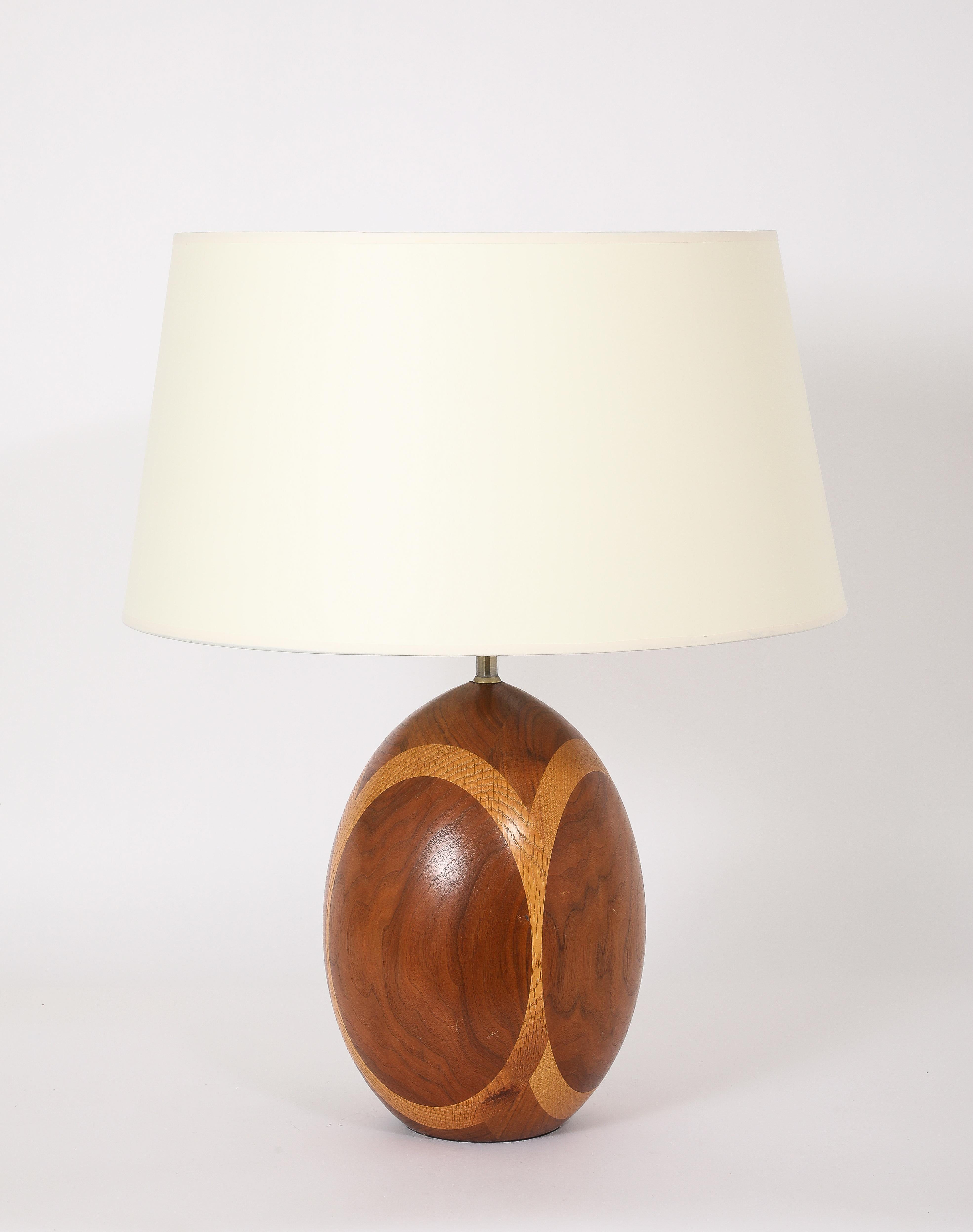Américain Lampe ovale en Wood Wood, USA 1960's en vente
