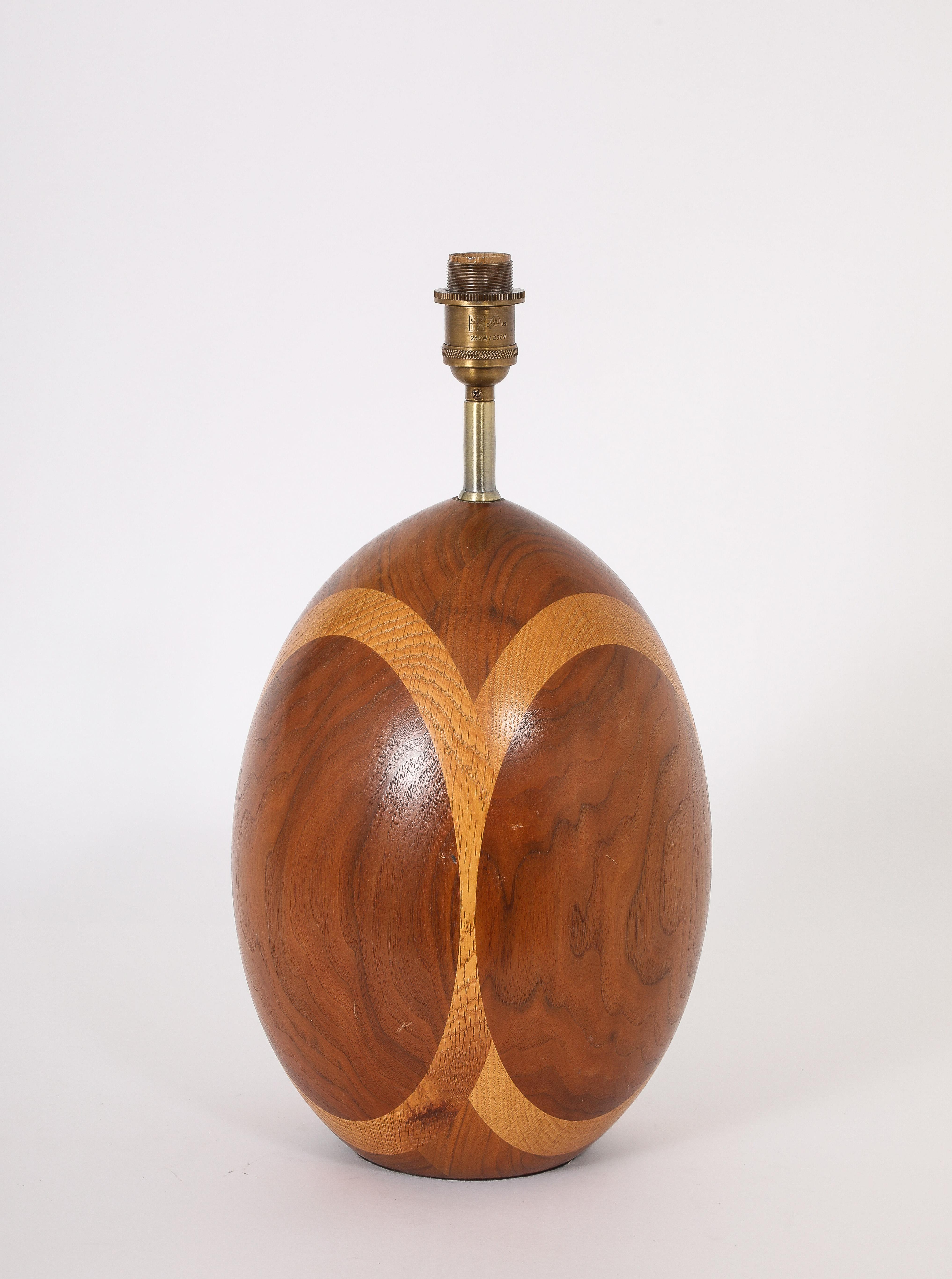 Lampe ovale en Wood Wood, USA 1960's en vente 1