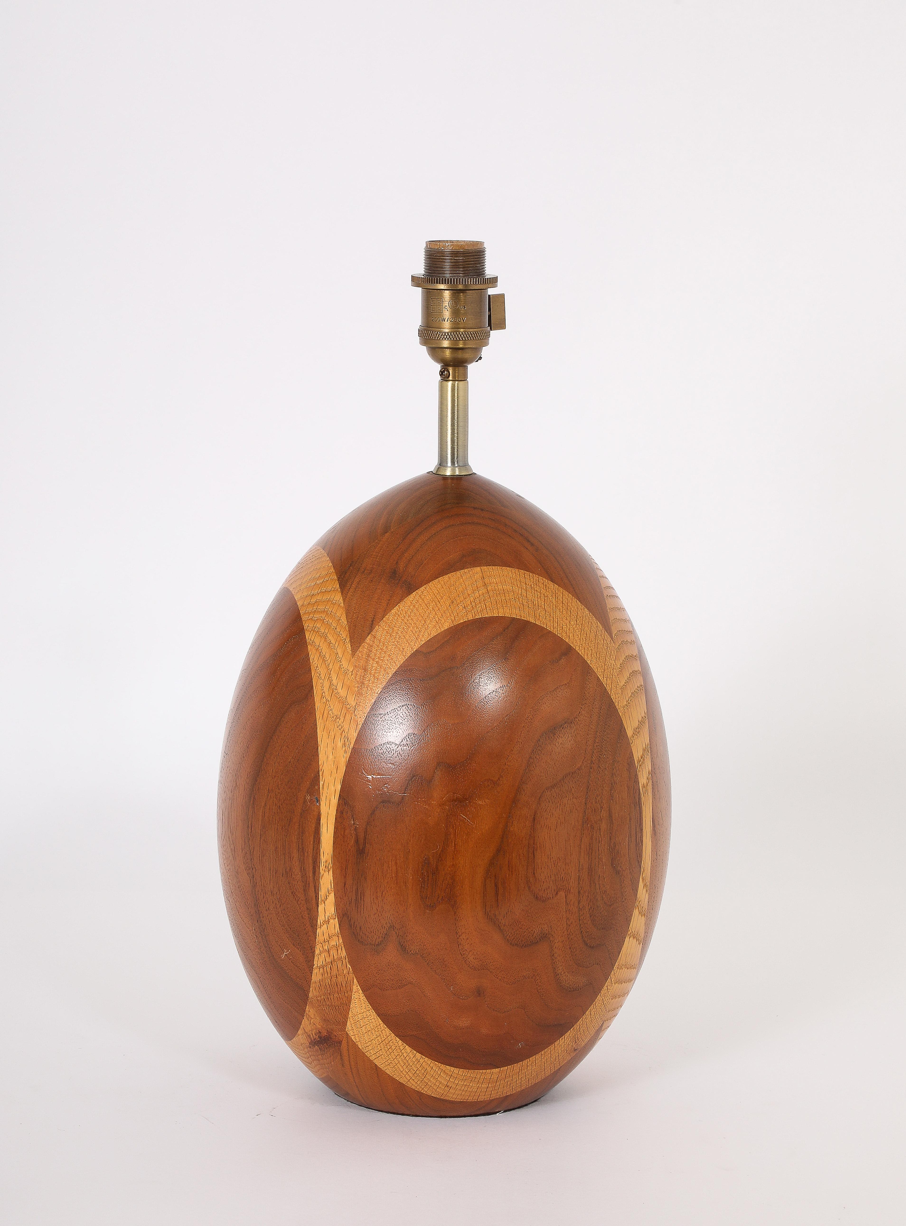Lampe ovale en Wood Wood, USA 1960's en vente 2