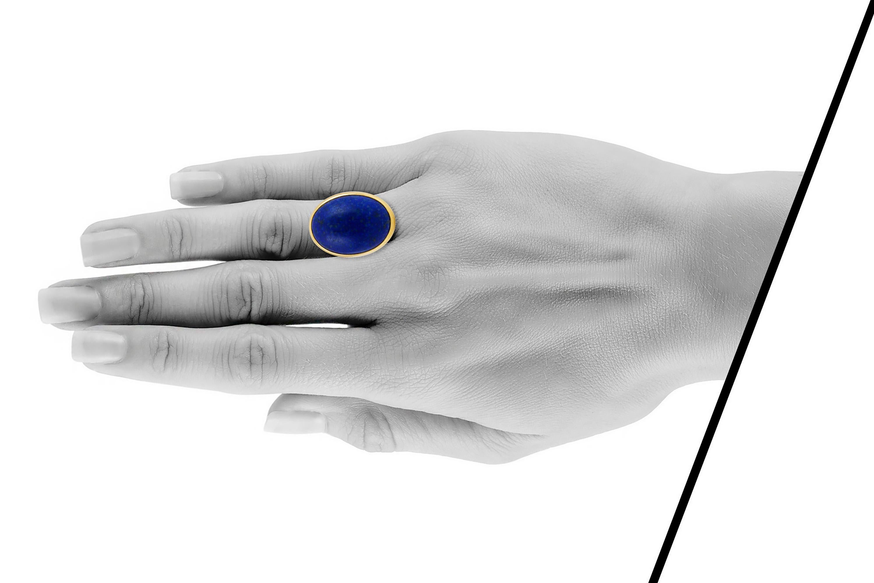 Oval Lapis Gold Cocktail Ring 1