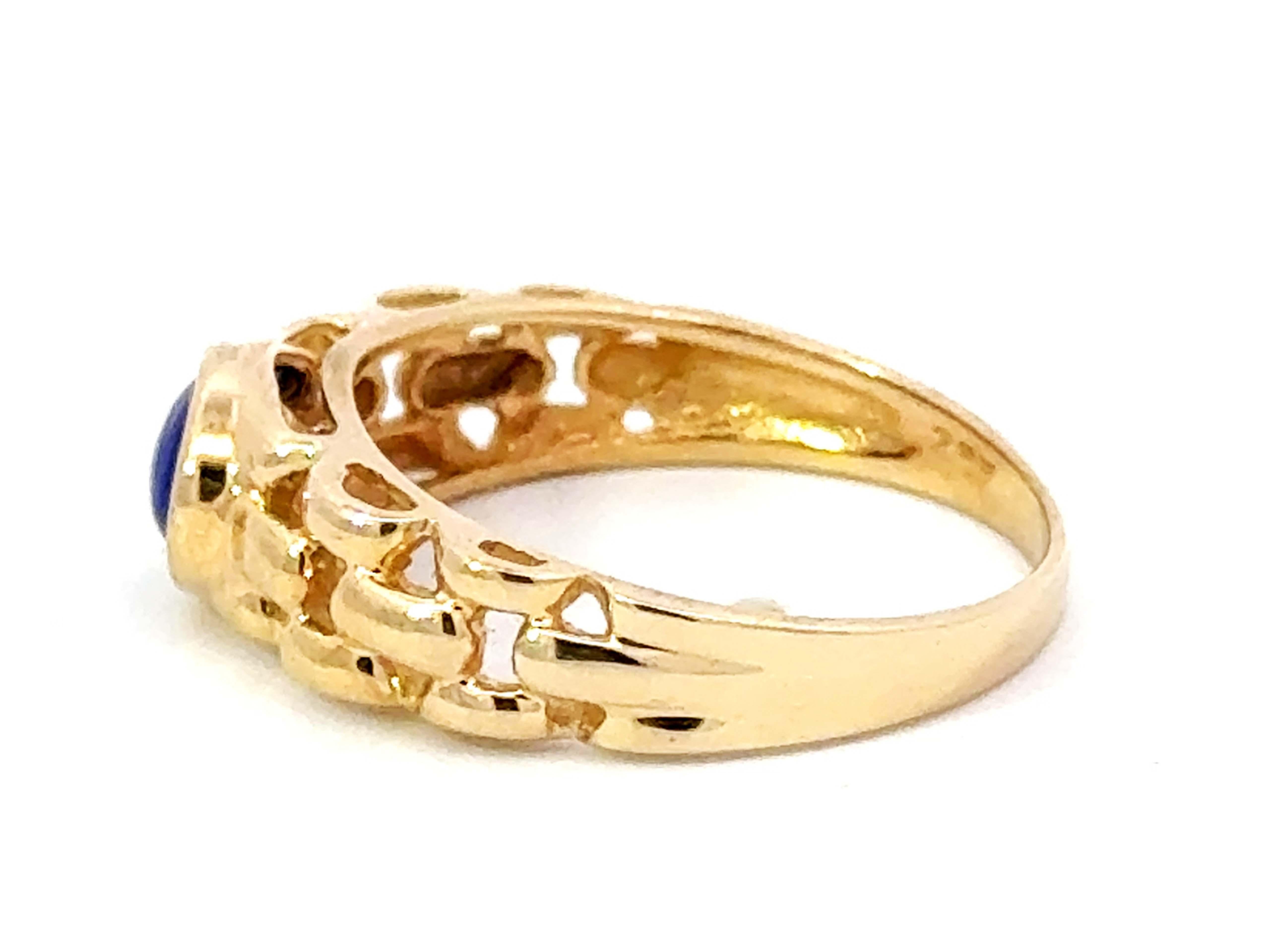 Bague à anneau lapis-lazuli ovale en or jaune 14 carats Pour femmes en vente