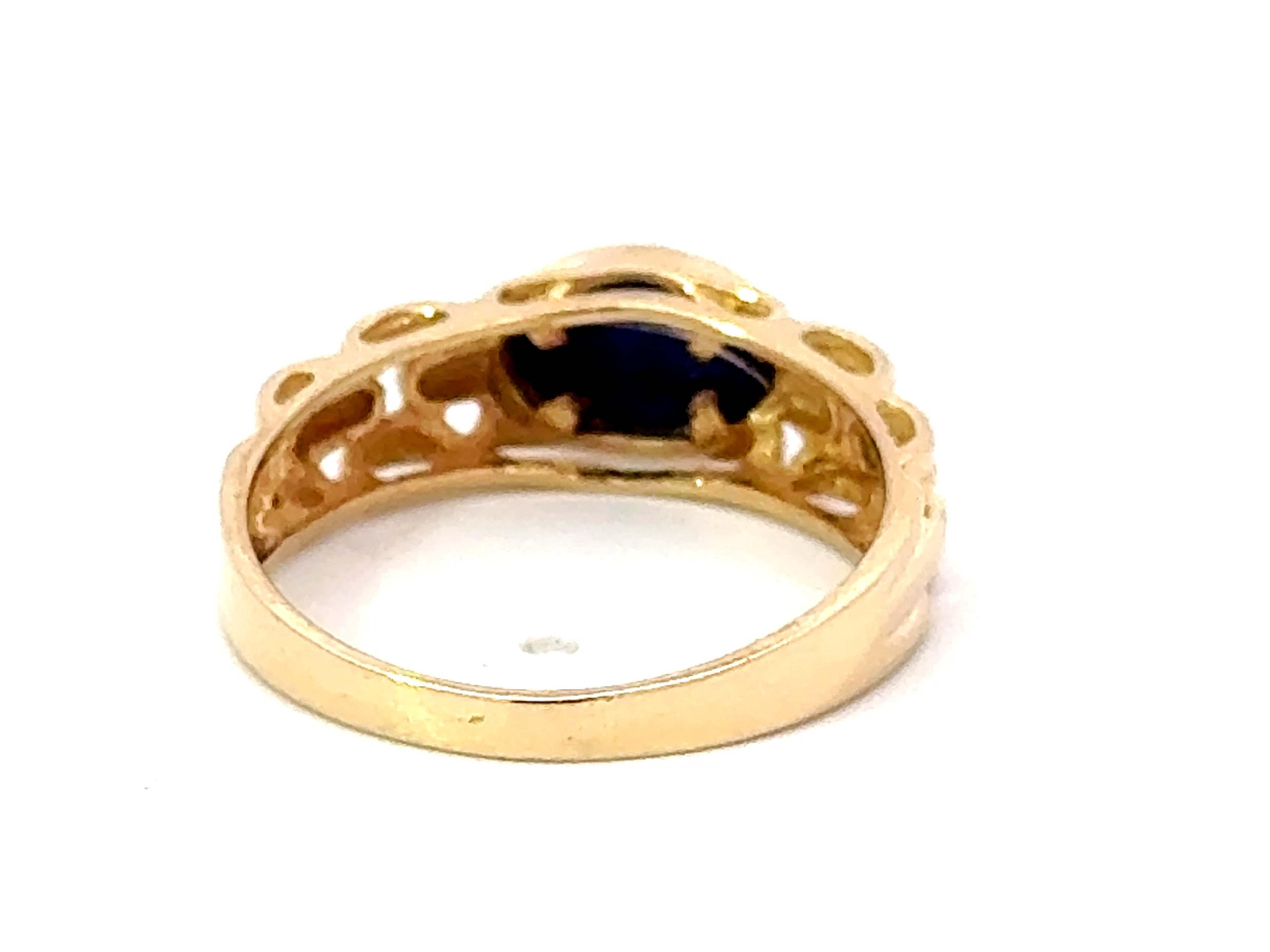Oval Lapis Lazuli Band Ring 14k Yellow Gold For Sale 1