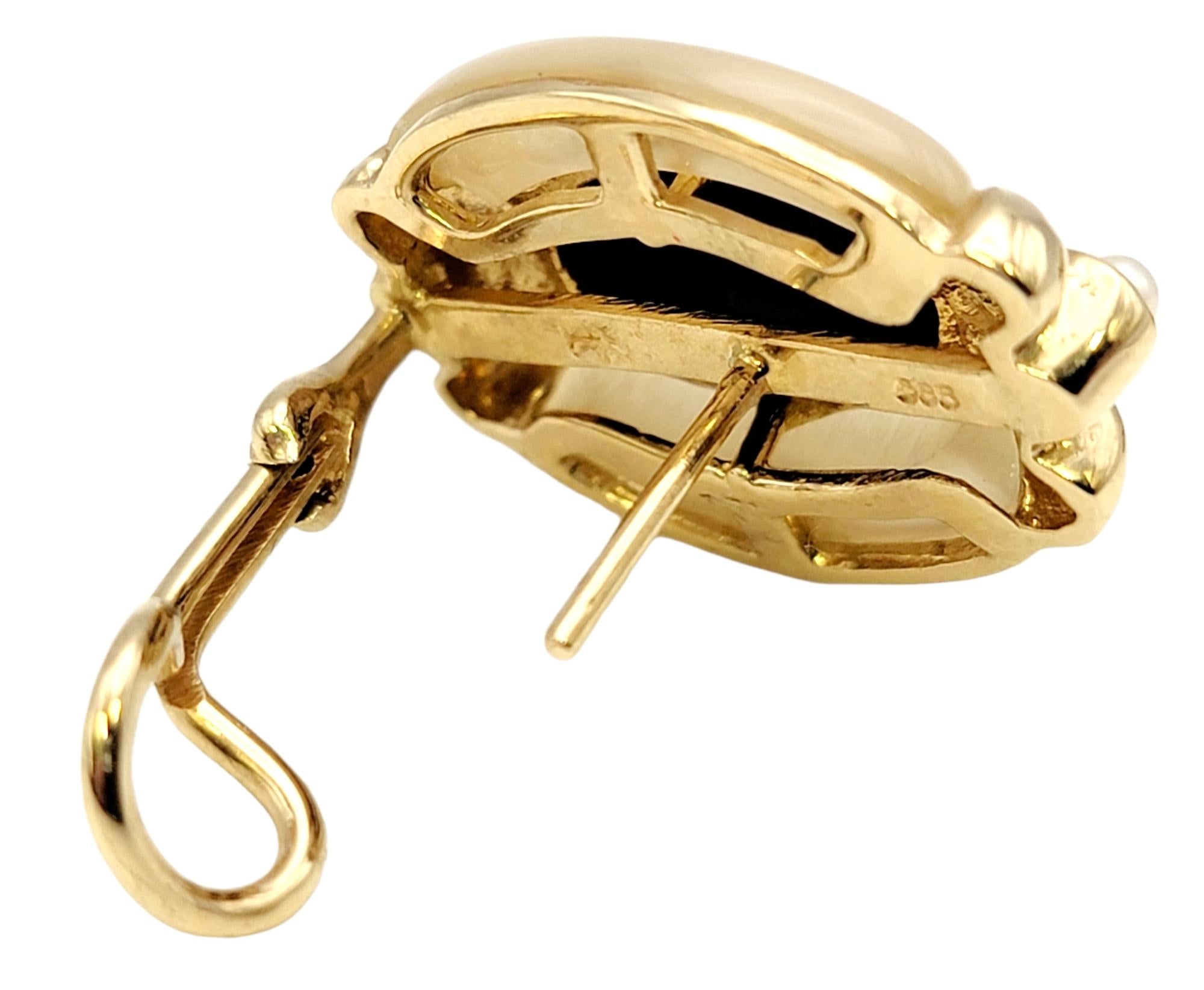 Ovale Ohrringe mit Lapislazuli, Perlmutt und Perlenketten 14 Karat Gold im Zustand „Gut“ im Angebot in Scottsdale, AZ