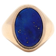 Ovaler Lapislazuli-Siegelring, 18K Gold, Ring, Gold Lapis Ring, Herren